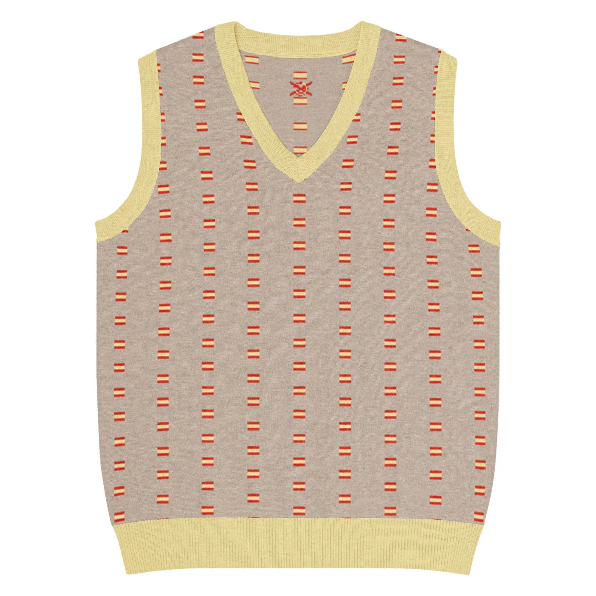 Comprar Chaleco Bandera de España de punto con cuello pico Bandera España La Flamenca de Borgoña Patricia Muñoz VOX