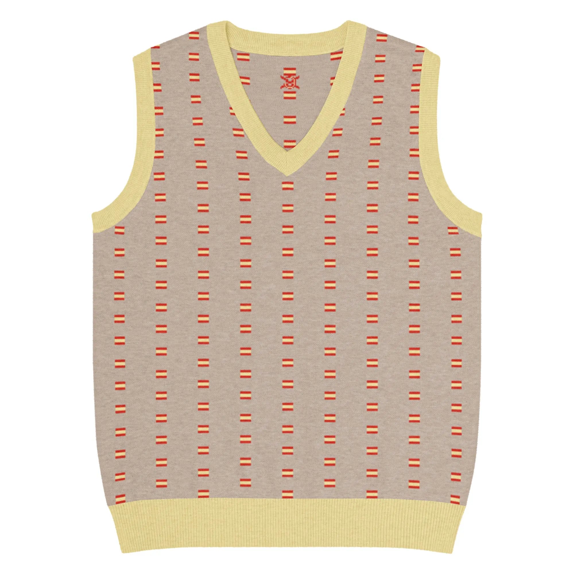 Comprar Chaleco Bandera de España de punto con cuello pico Bandera España La Flamenca de Borgoña Patricia Muñoz VOX