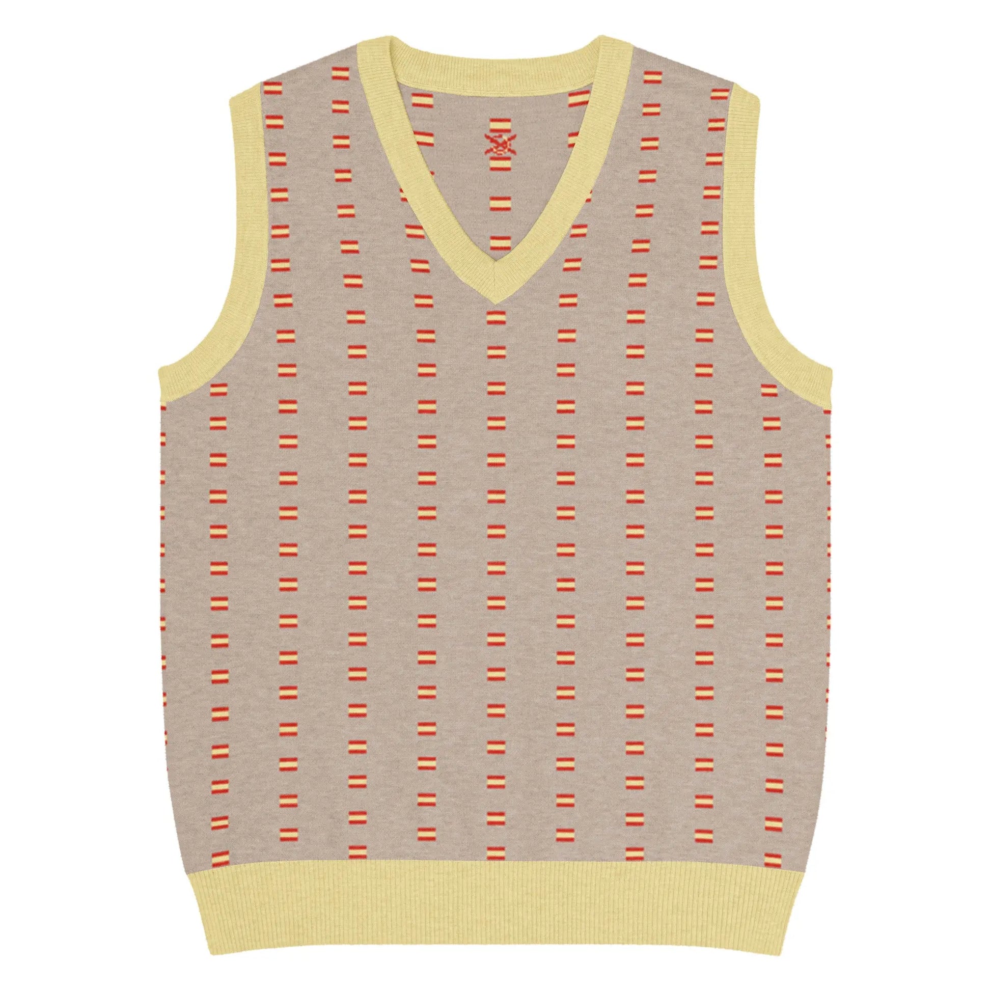 Comprar Chaleco Bandera de España de punto con cuello pico Bandera España La Flamenca de Borgoña Patricia Muñoz VOX