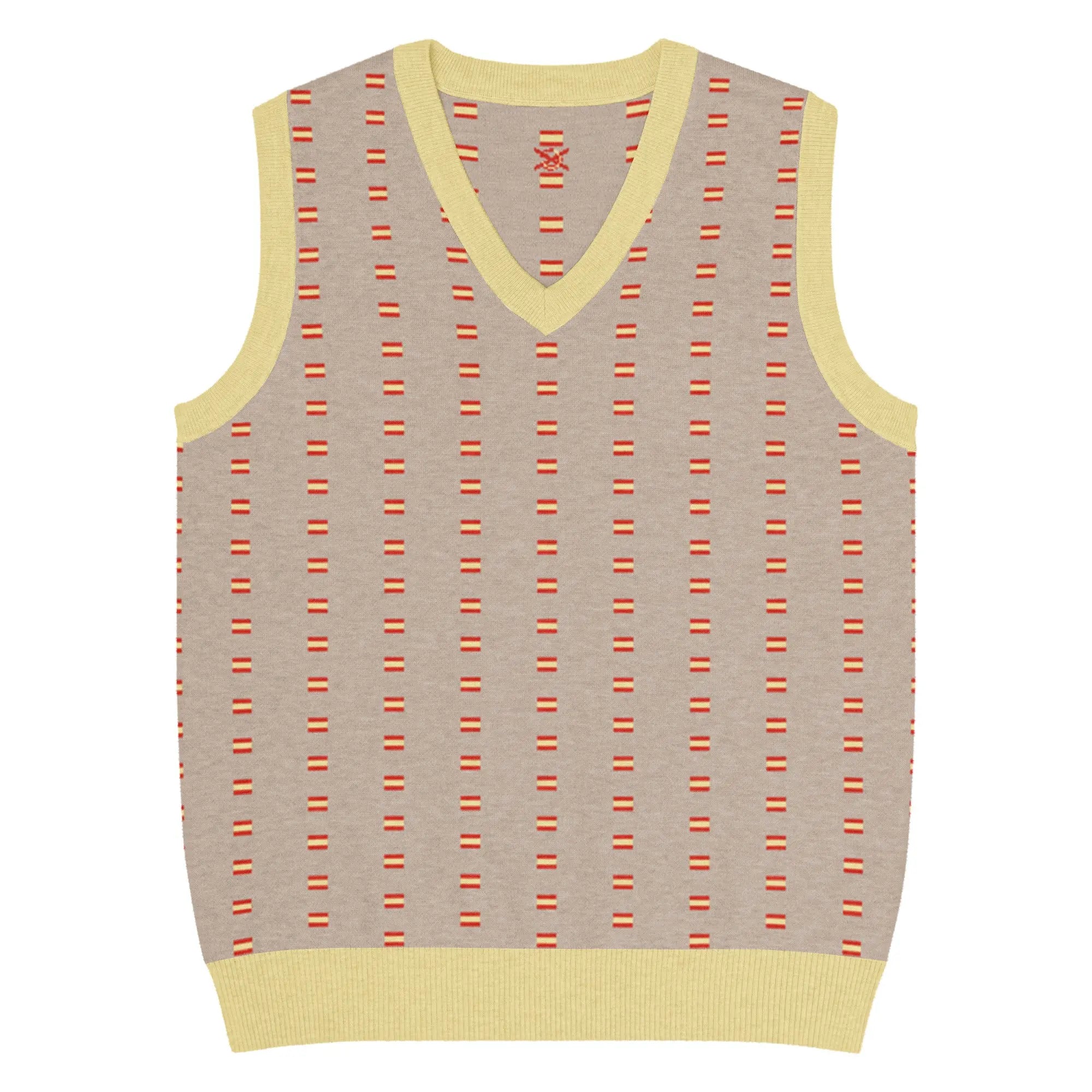 Comprar Chaleco Bandera de España de punto con cuello pico Bandera España La Flamenca de Borgoña Patricia Muñoz VOX