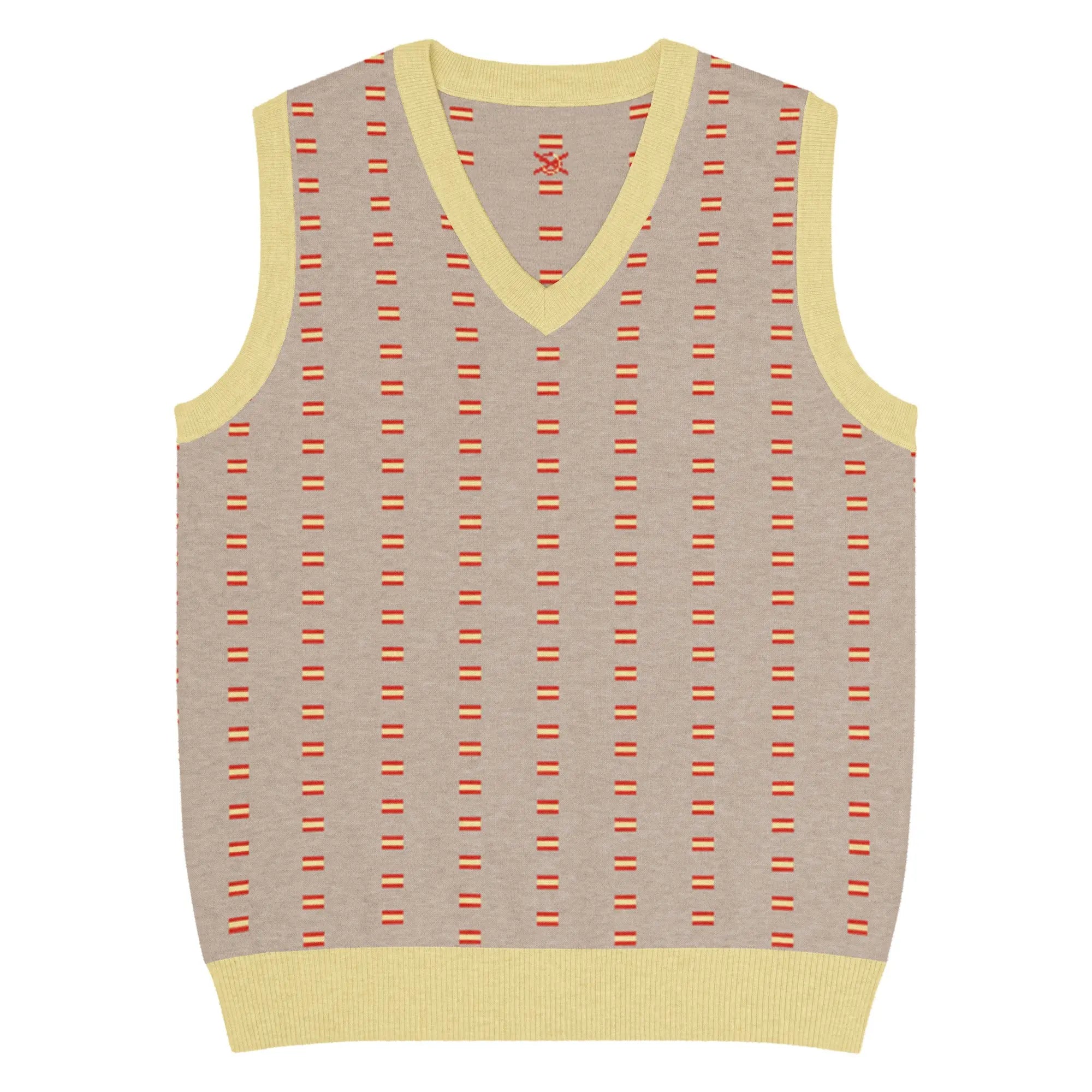 Comprar Chaleco Bandera de España de punto con cuello pico Bandera España La Flamenca de Borgoña Patricia Muñoz VOX