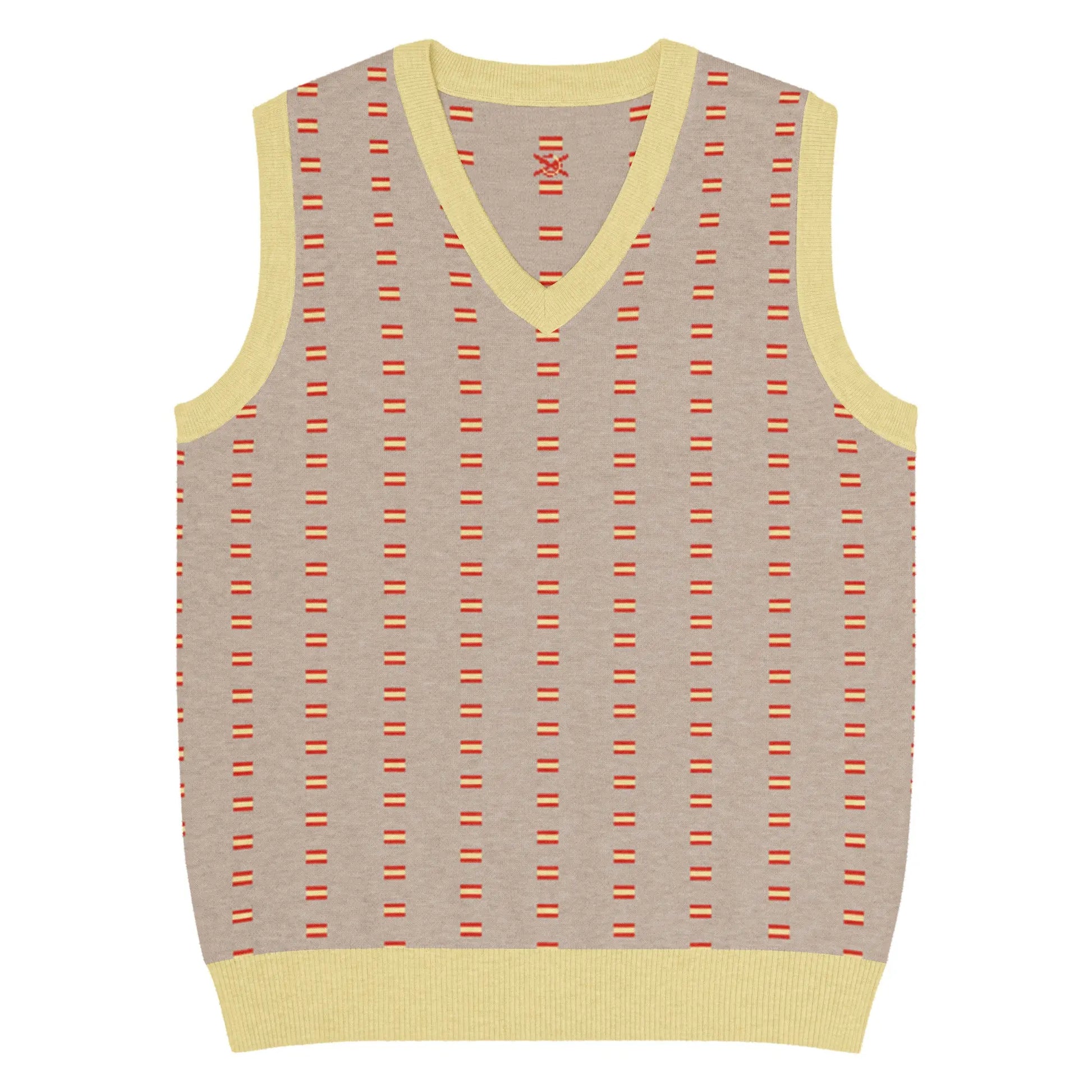 Comprar Chaleco Bandera de España de punto con cuello pico Bandera España La Flamenca de Borgoña Patricia Muñoz VOX