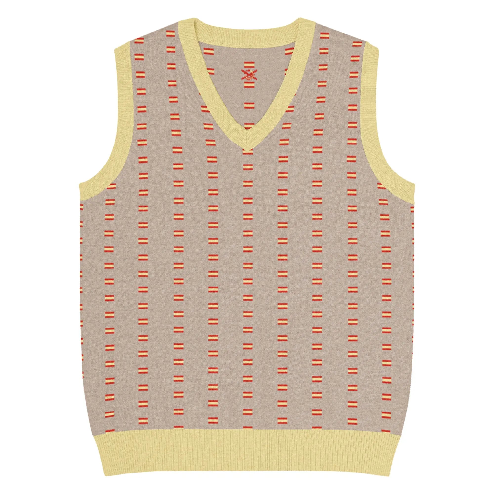 Comprar Chaleco Bandera de España de punto con cuello pico Bandera España La Flamenca de Borgoña Patricia Muñoz VOX