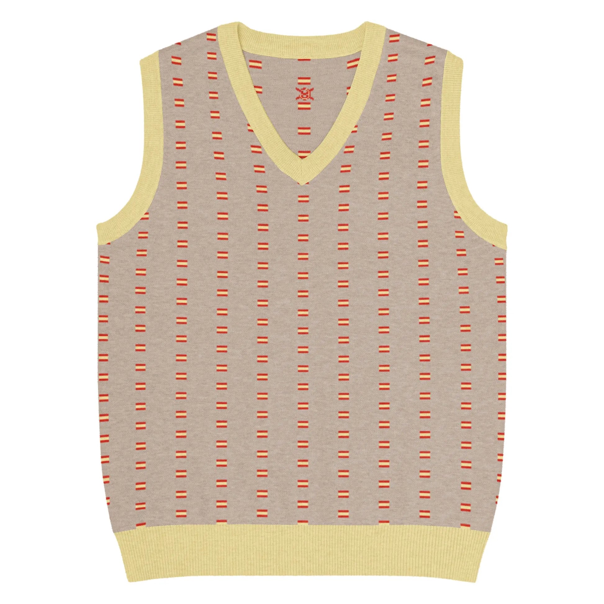 Comprar Chaleco Bandera de España de punto con cuello pico Bandera España La Flamenca de Borgoña Patricia Muñoz VOX