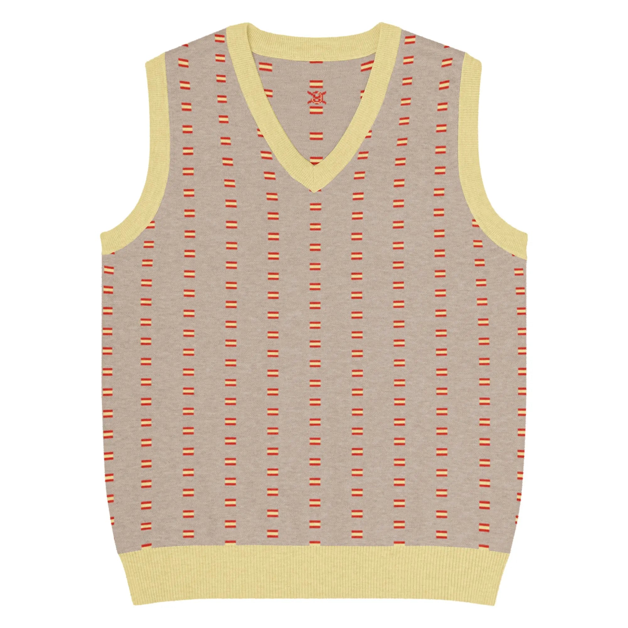 Comprar Chaleco Bandera de España de punto con cuello pico Bandera España La Flamenca de Borgoña Patricia Muñoz VOX