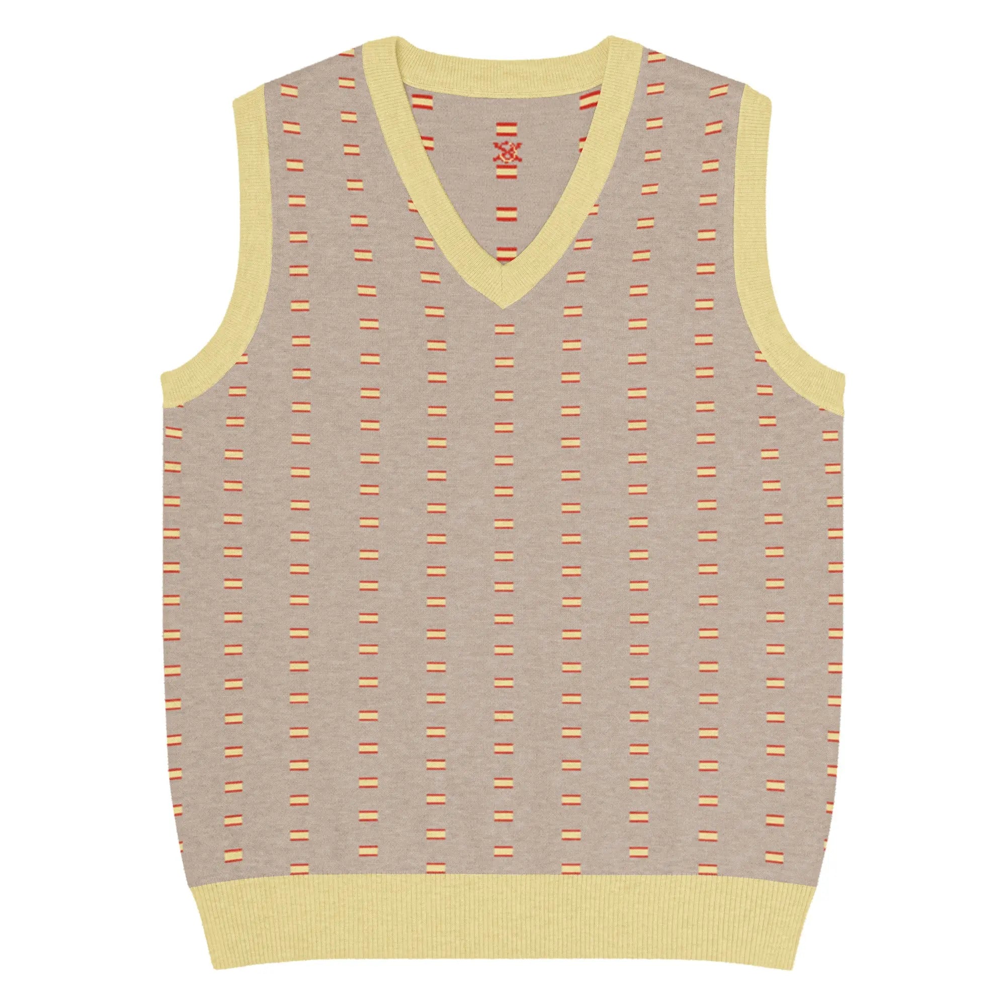 Comprar Chaleco Bandera de España de punto con cuello pico Bandera España La Flamenca de Borgoña Patricia Muñoz VOX