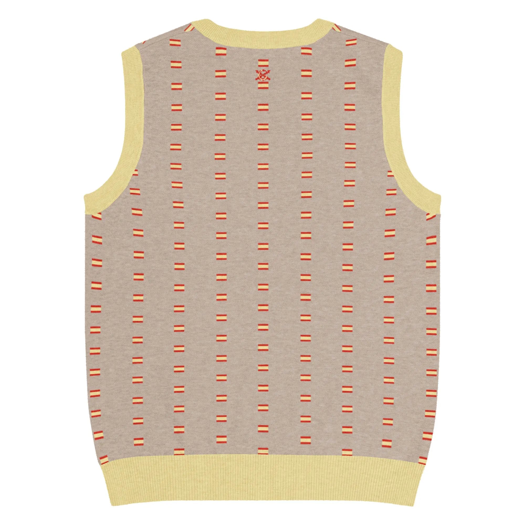 Comprar Chaleco Bandera de España de punto con cuello pico Bandera España La Flamenca de Borgoña Patricia Muñoz VOX