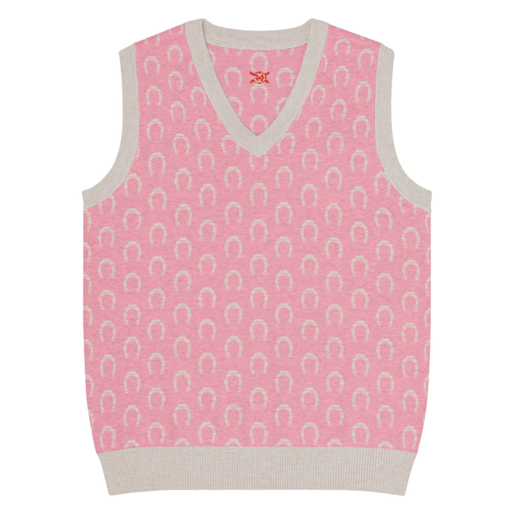 Comprar Chaleco Herraduras Caballista de punto con cuello pico - rosa Bandera España La Flamenca de Borgoña Patricia Muñoz VOX