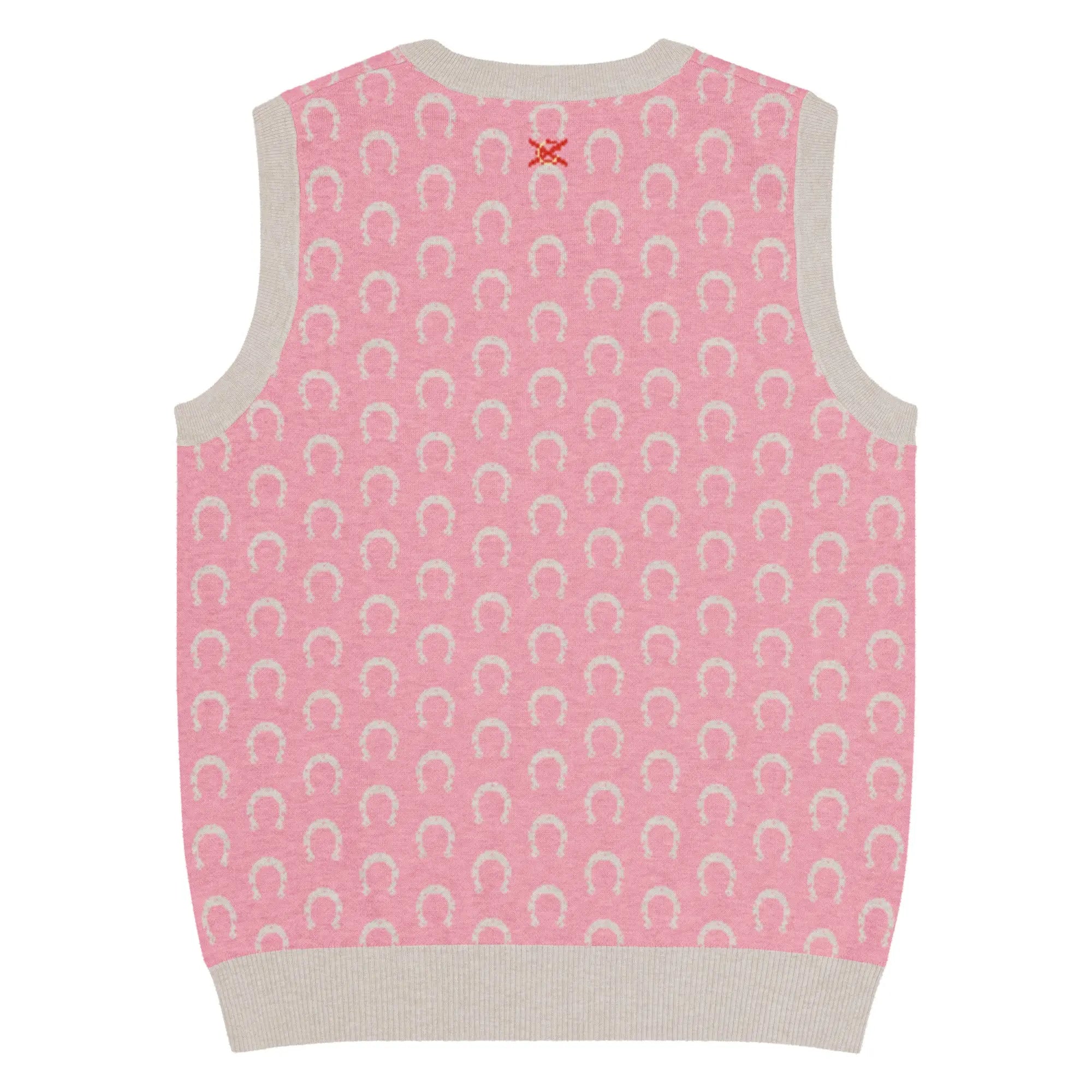 Comprar Chaleco Herraduras Caballista de punto con cuello pico - rosa Bandera España La Flamenca de Borgoña Patricia Muñoz VOX