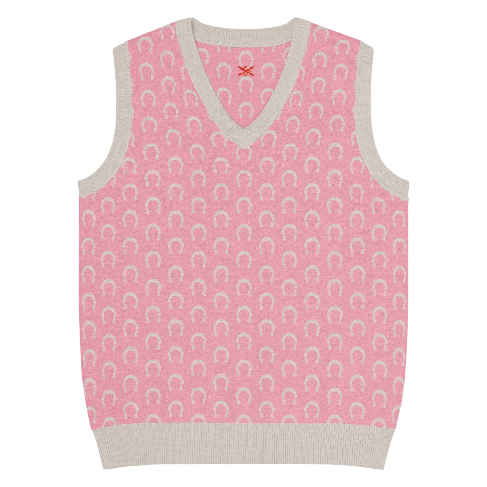 Comprar Chaleco Herraduras Caballista de punto con cuello pico - rosa Bandera España La Flamenca de Borgoña Patricia Muñoz VOX