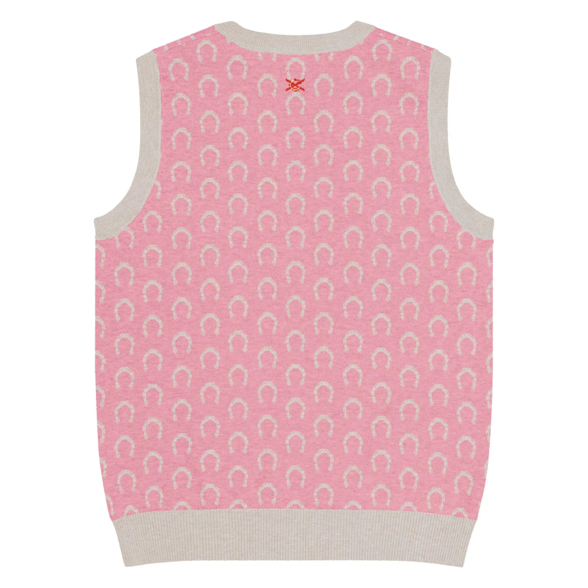 Comprar Chaleco Herraduras Caballista de punto con cuello pico - rosa Bandera España La Flamenca de Borgoña Patricia Muñoz VOX