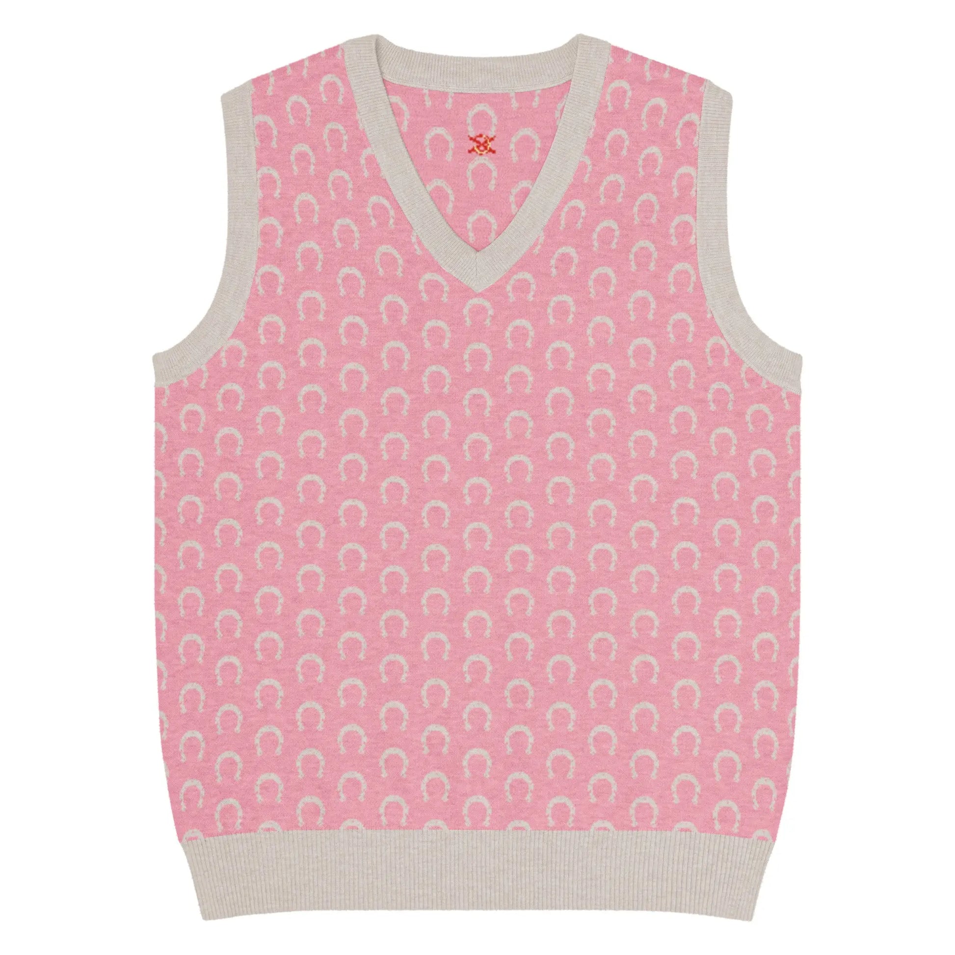 Comprar Chaleco Herraduras Caballista de punto con cuello pico - rosa Bandera España La Flamenca de Borgoña Patricia Muñoz VOX