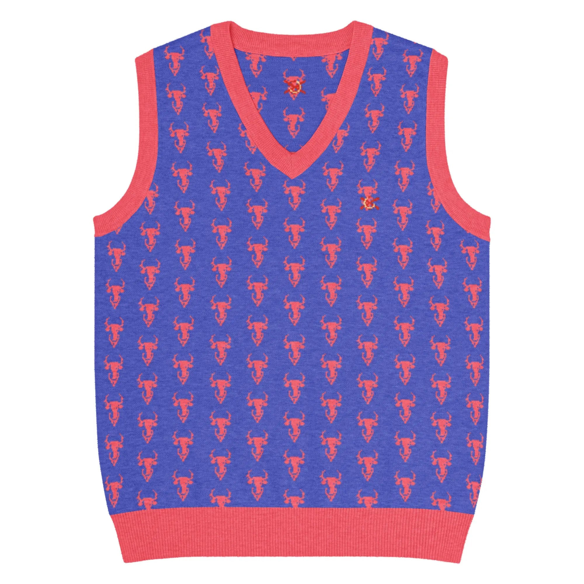 Comprar Chaleco Taurino azul de punto con cuello pico Bandera España La Flamenca de Borgoña Patricia Muñoz VOX