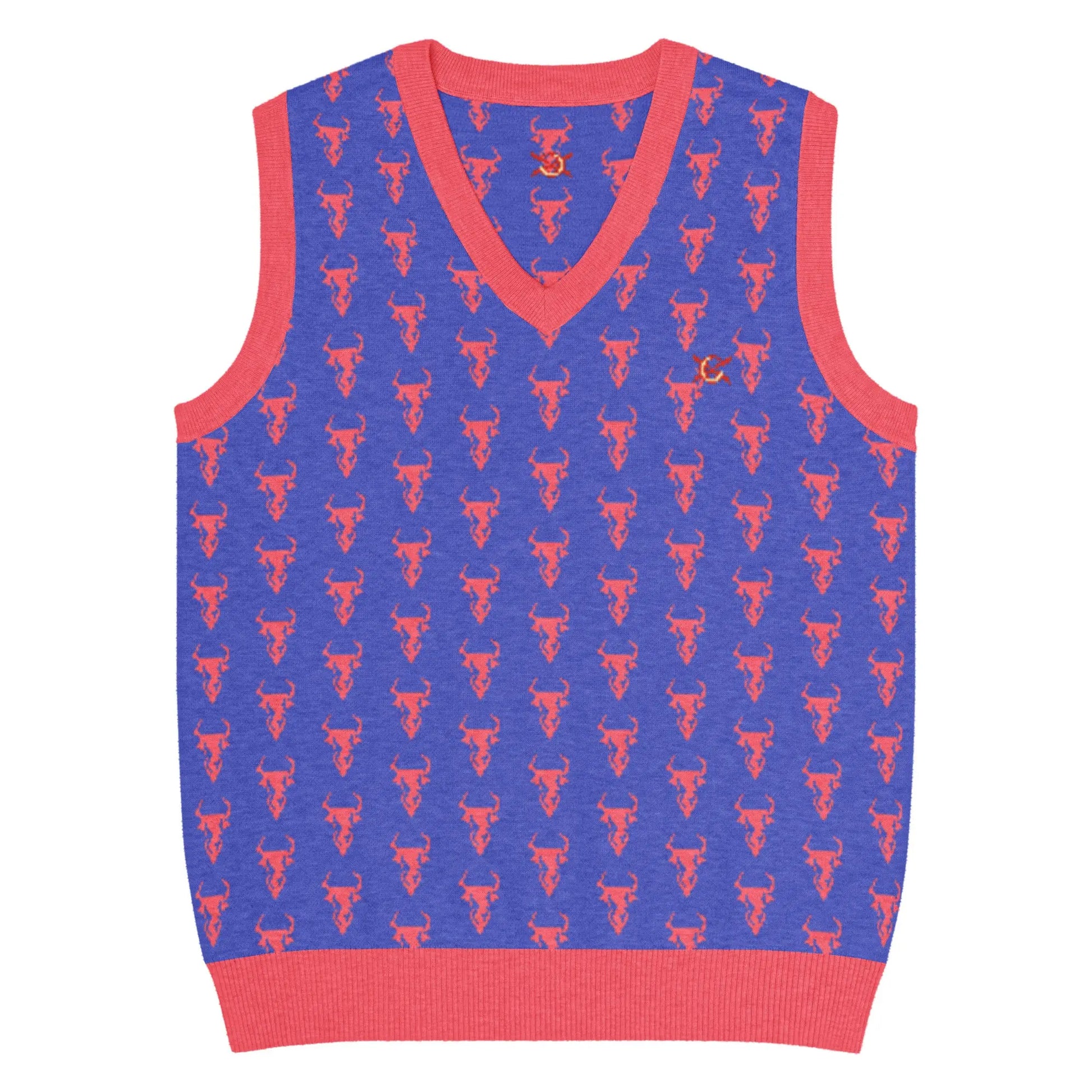 Comprar Chaleco Taurino azul de punto con cuello pico Bandera España La Flamenca de Borgoña Patricia Muñoz VOX