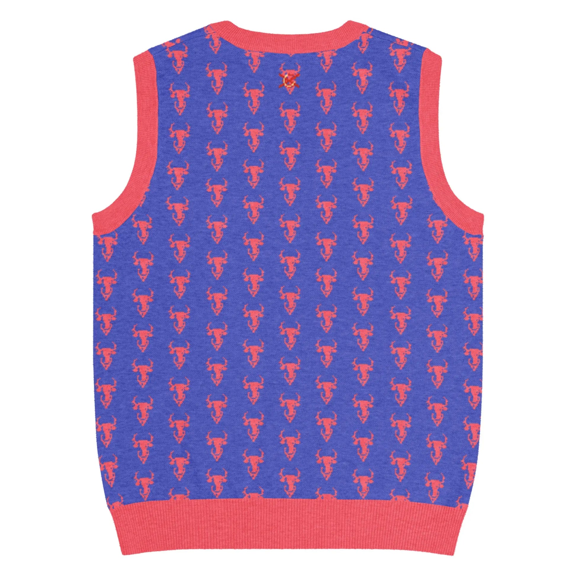 Comprar Chaleco Taurino azul de punto con cuello pico Bandera España La Flamenca de Borgoña Patricia Muñoz VOX