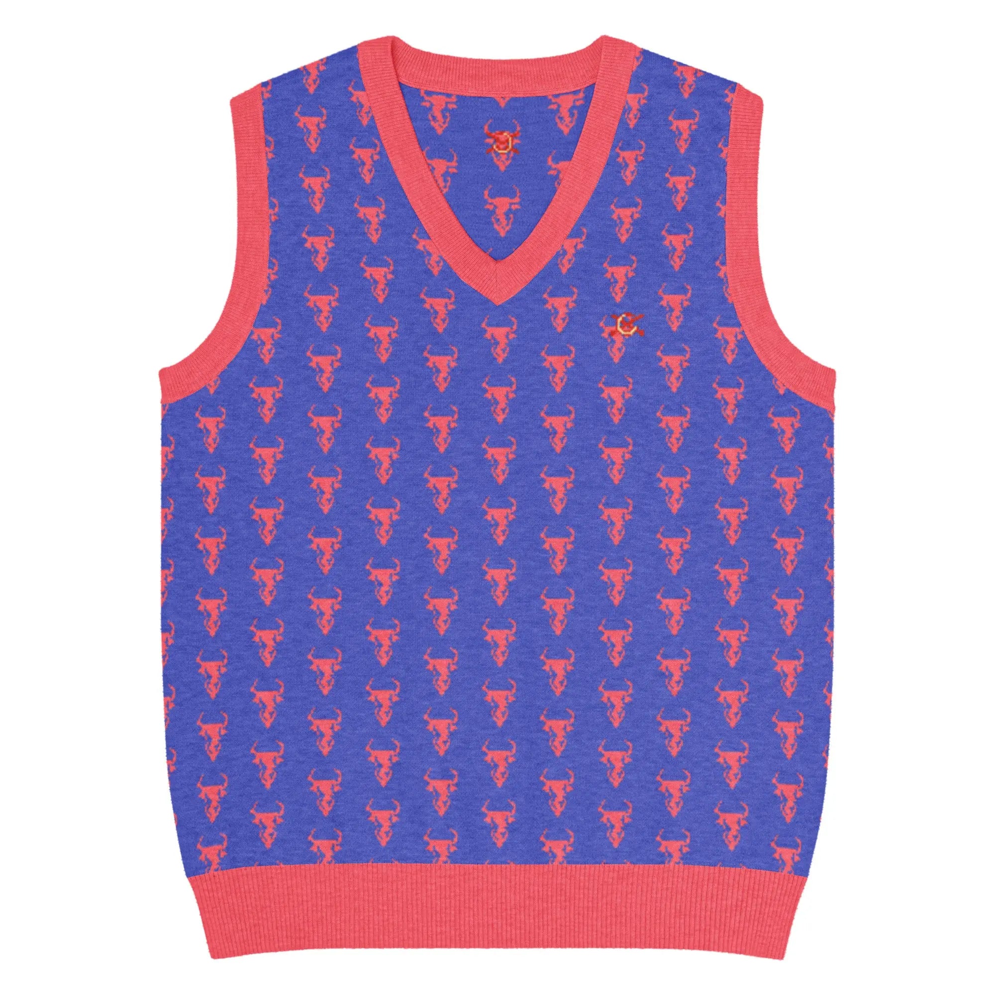 Comprar Chaleco Taurino azul de punto con cuello pico Bandera España La Flamenca de Borgoña Patricia Muñoz VOX