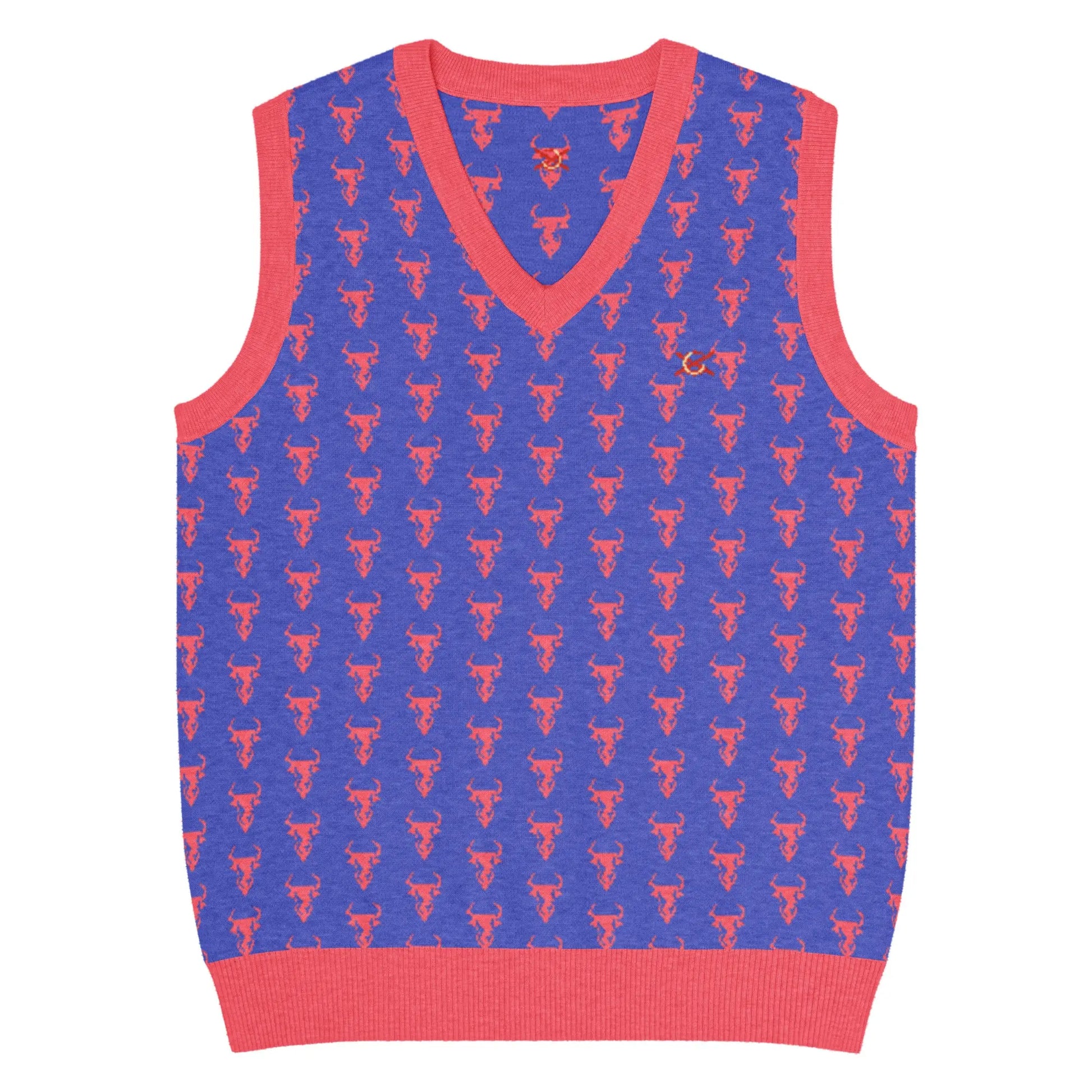 Comprar Chaleco Taurino azul de punto con cuello pico Bandera España La Flamenca de Borgoña Patricia Muñoz VOX