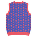 Comprar Chaleco Taurino azul de punto con cuello pico La Flamenca de Borgoña Bandera España