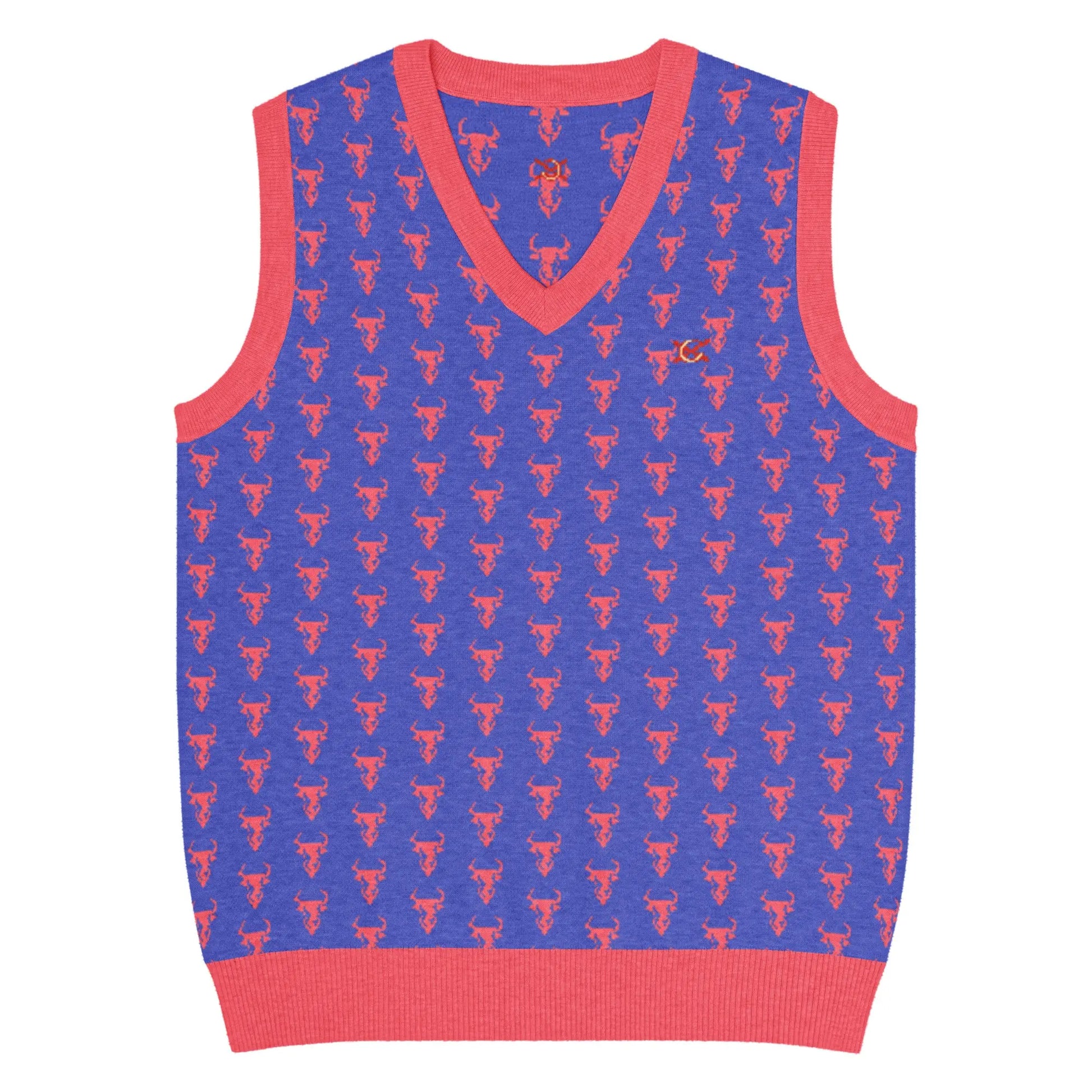 Comprar Chaleco Taurino azul de punto con cuello pico Bandera España La Flamenca de Borgoña Patricia Muñoz VOX