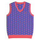 Comprar Chaleco Taurino azul de punto con cuello pico La Flamenca de Borgoña Bandera España