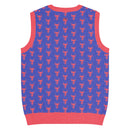 Comprar Chaleco Taurino azul de punto con cuello pico La Flamenca de Borgoña Bandera España