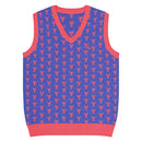 Comprar Chaleco Taurino azul de punto con cuello pico La Flamenca de Borgoña Bandera España