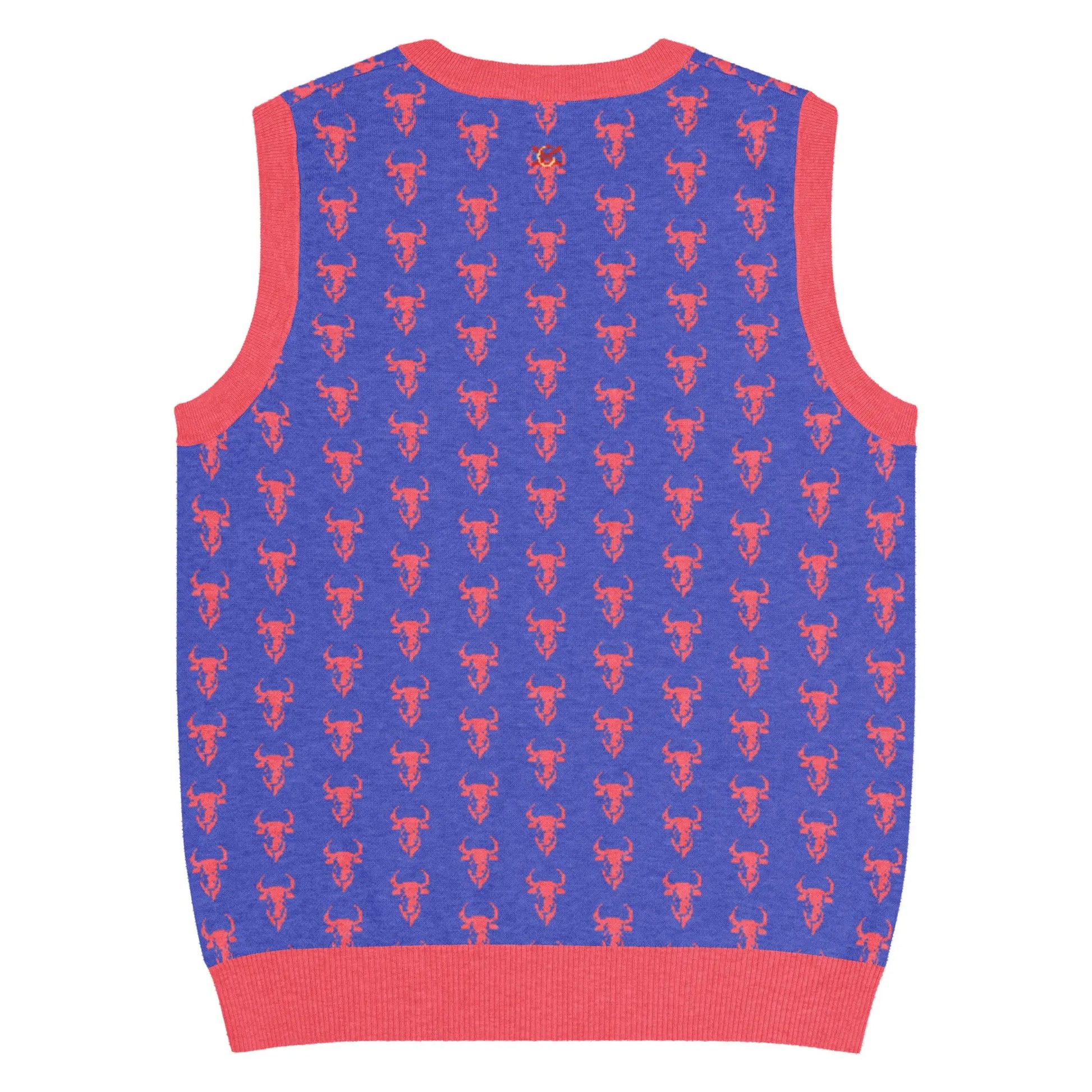 Comprar Chaleco Taurino azul de punto con cuello pico Bandera España La Flamenca de Borgoña Patricia Muñoz VOX