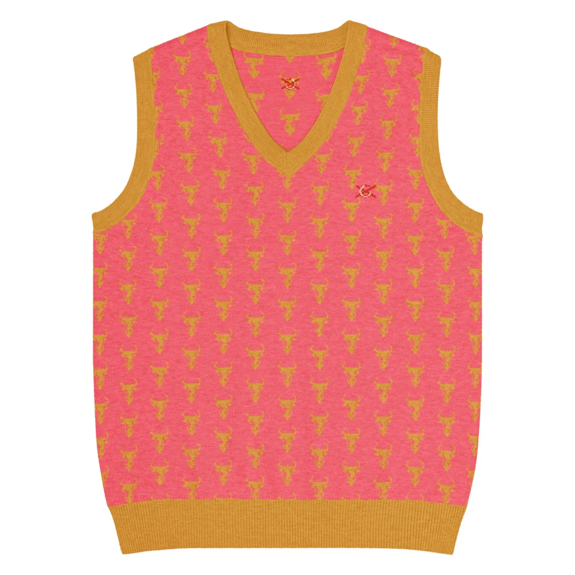 Comprar Chaleco Taurino rosa de punto con cuello pico Bandera España La Flamenca de Borgoña Patricia Muñoz VOX