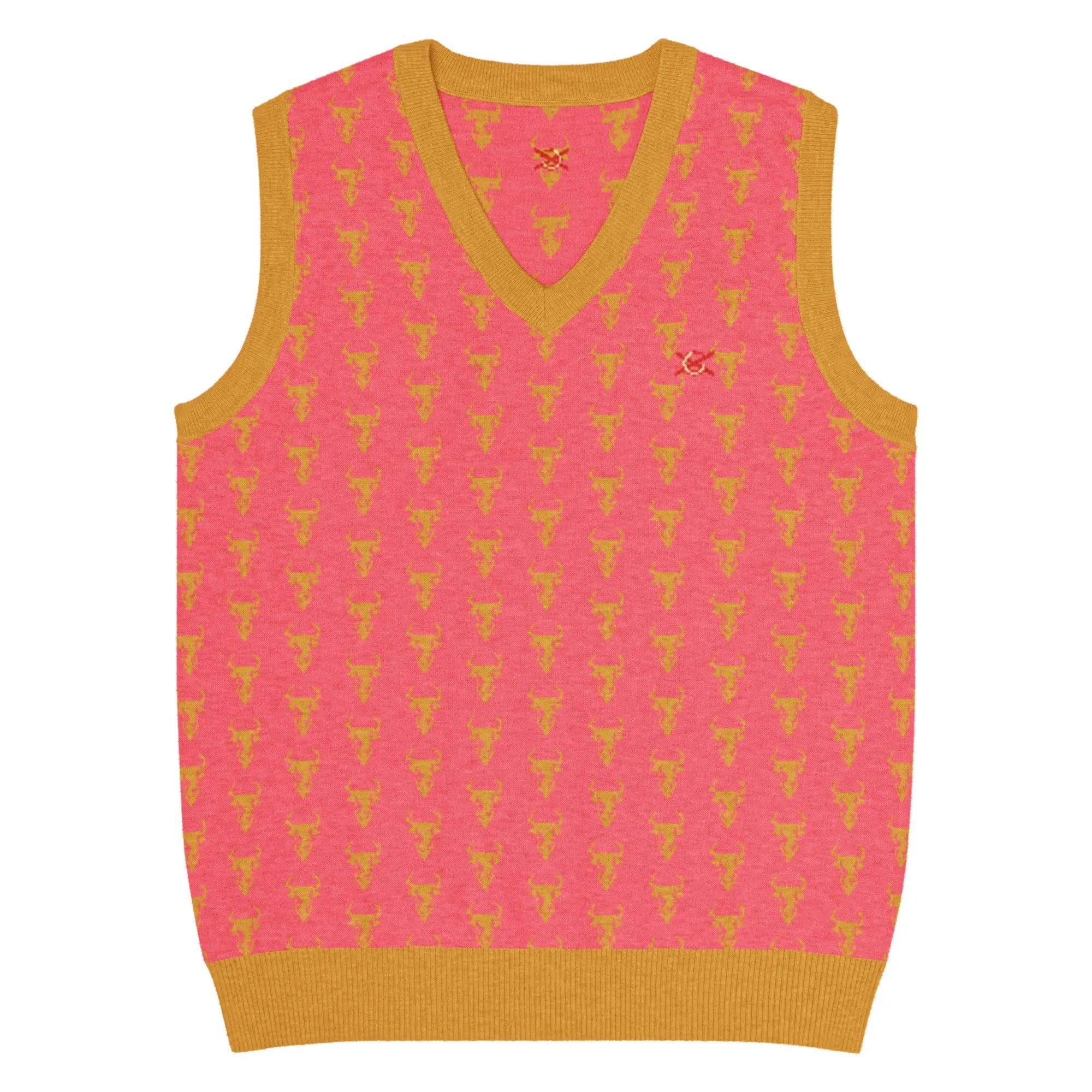 Comprar Chaleco Taurino rosa de punto con cuello pico Bandera España La Flamenca de Borgoña Patricia Muñoz VOX