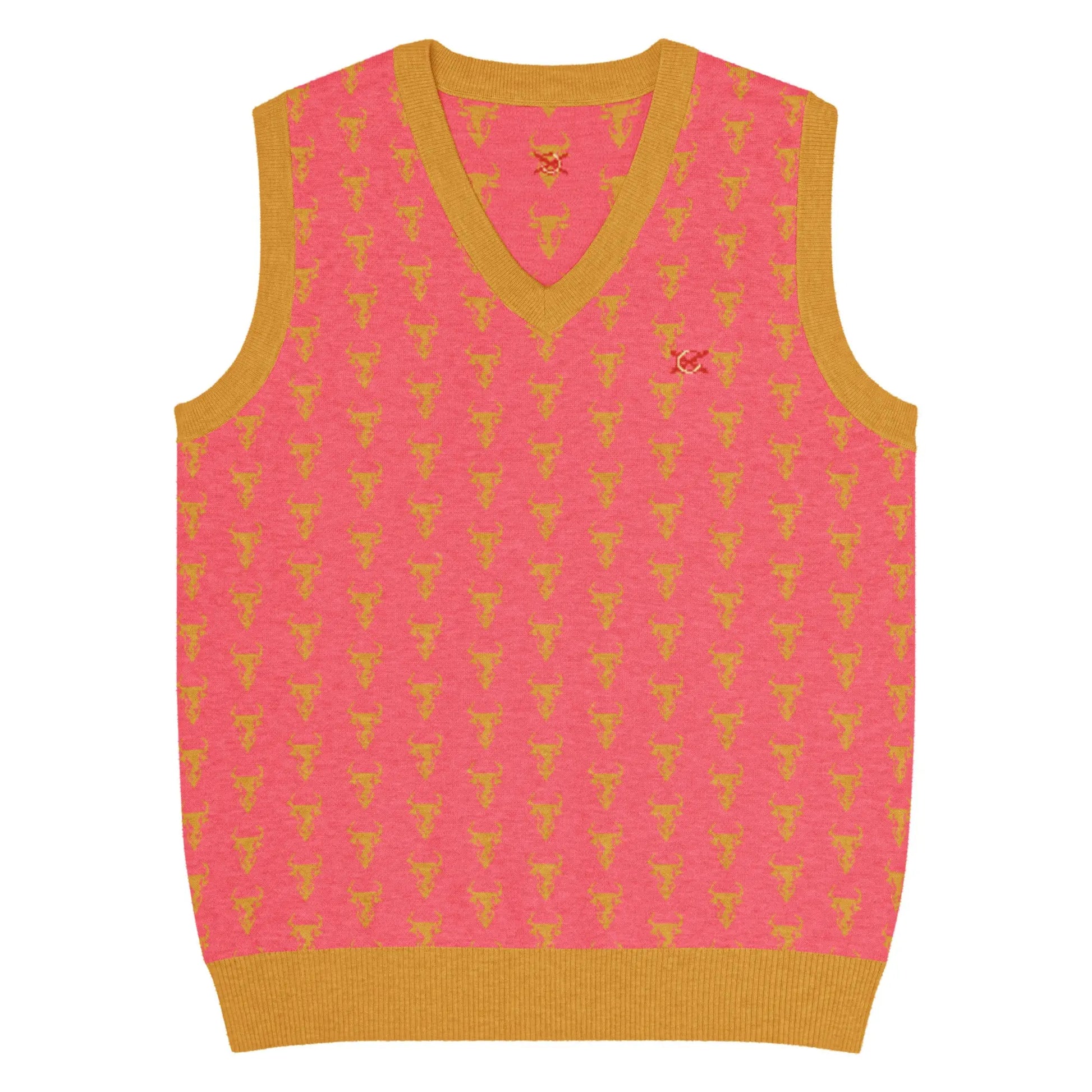 Comprar Chaleco Taurino rosa de punto con cuello pico Bandera España La Flamenca de Borgoña Patricia Muñoz VOX