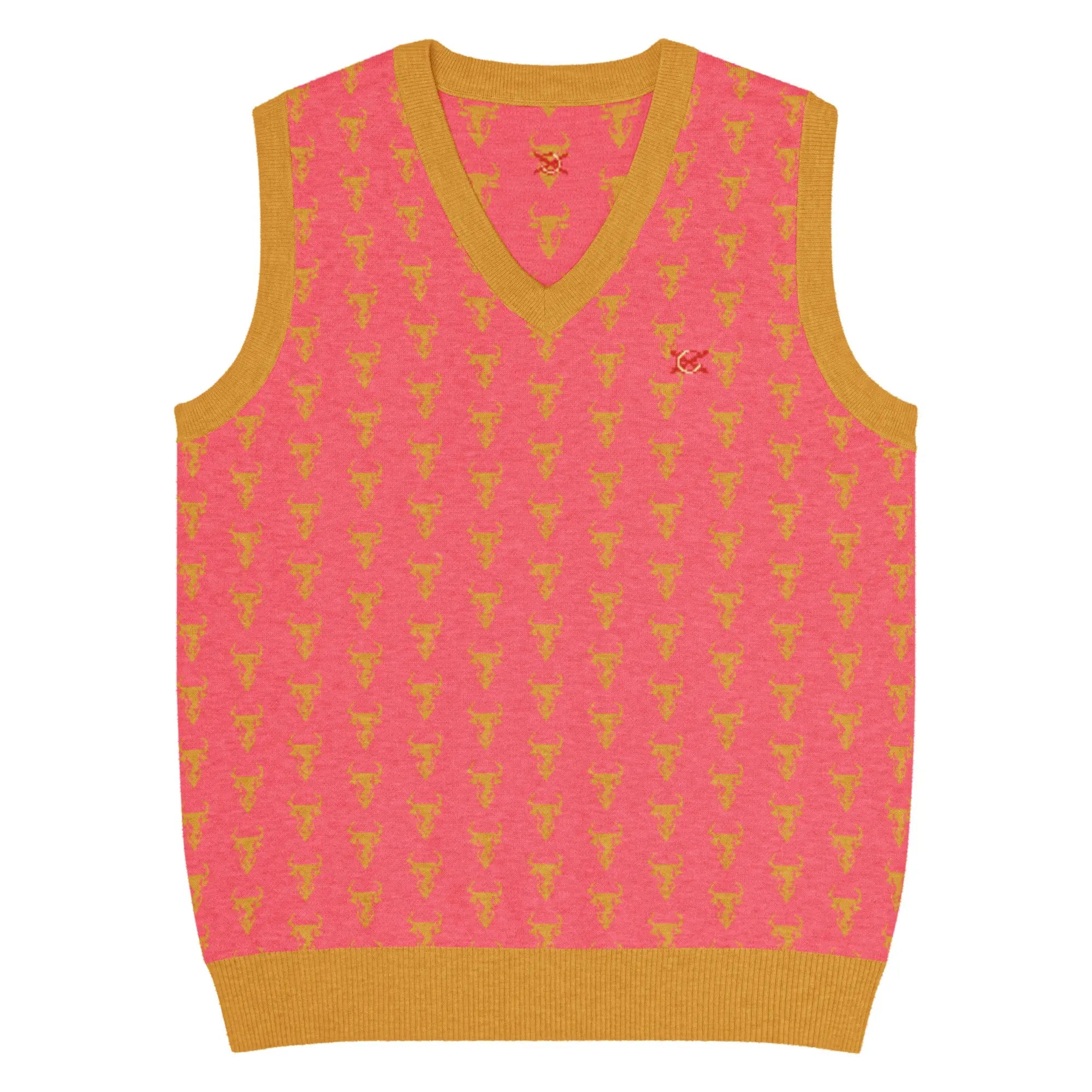 Comprar Chaleco Taurino rosa de punto con cuello pico Bandera España La Flamenca de Borgoña Patricia Muñoz VOX