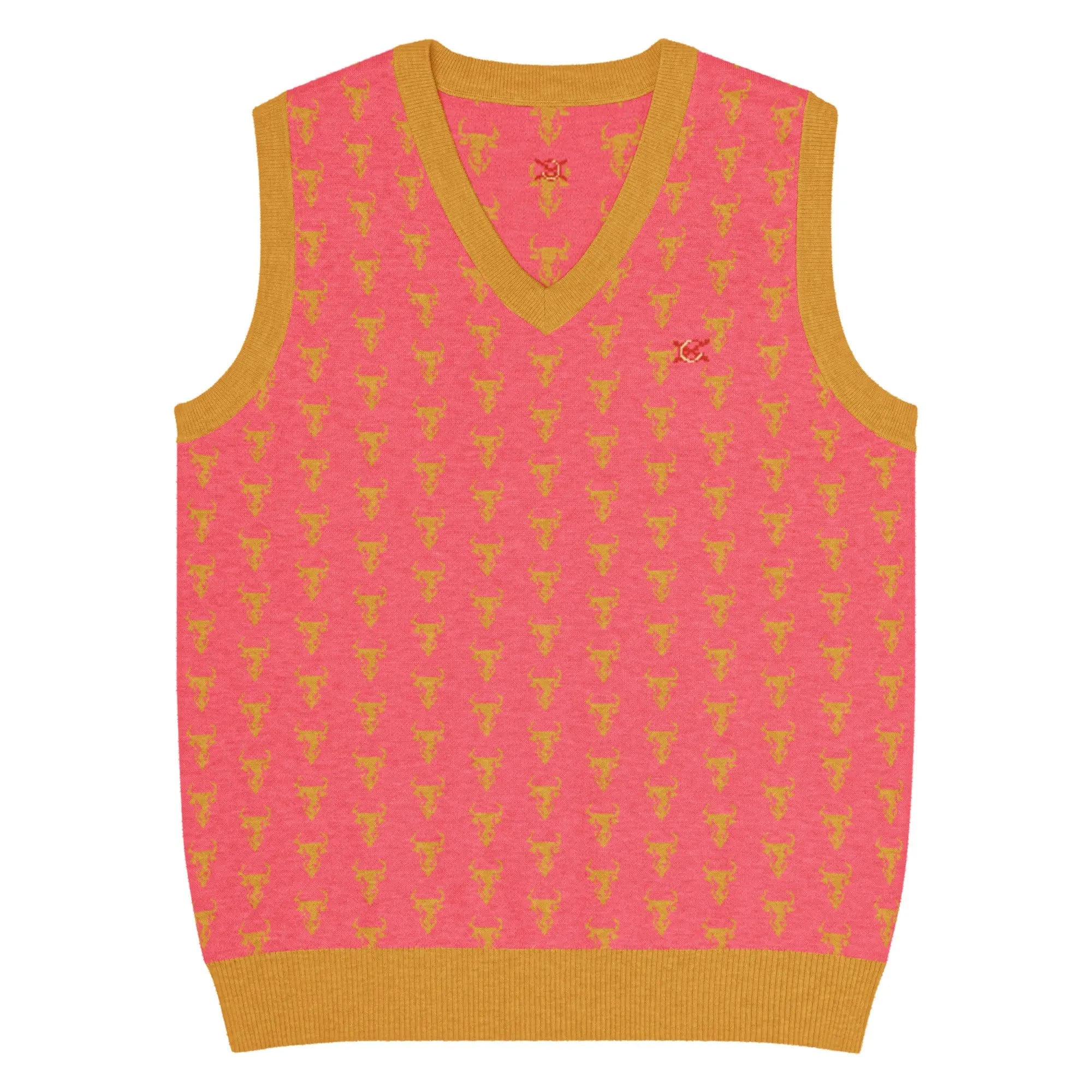 Comprar Chaleco Taurino rosa de punto con cuello pico Bandera España La Flamenca de Borgoña Patricia Muñoz VOX