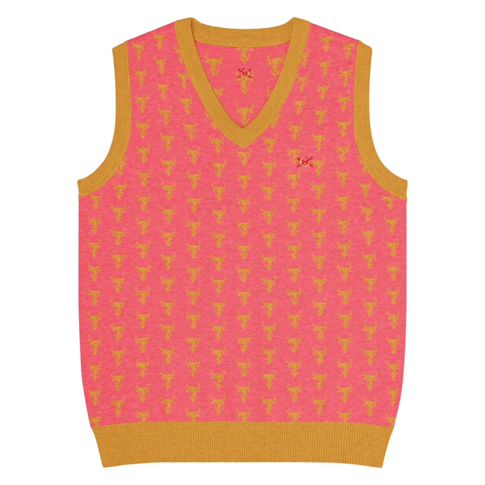 Comprar Chaleco Taurino rosa de punto con cuello pico Bandera España La Flamenca de Borgoña Patricia Muñoz VOX