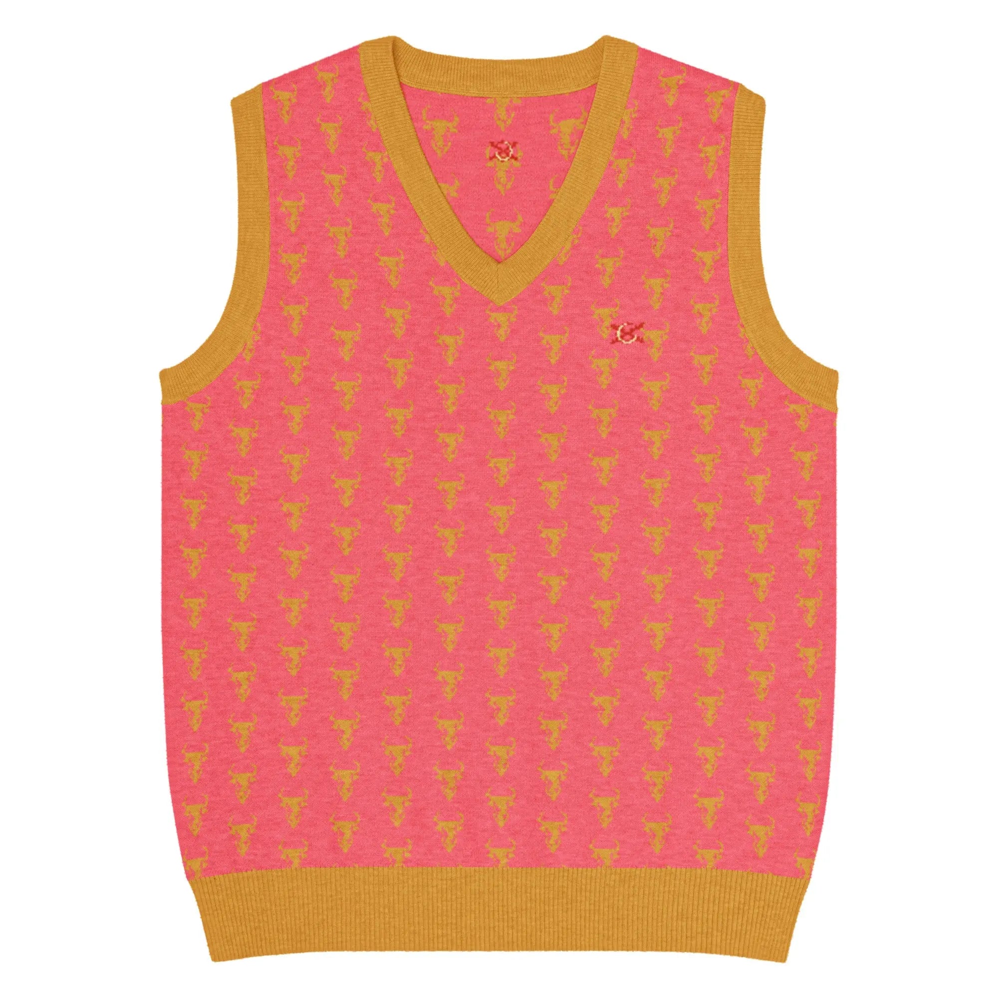 Comprar Chaleco Taurino rosa de punto con cuello pico Bandera España La Flamenca de Borgoña Patricia Muñoz VOX