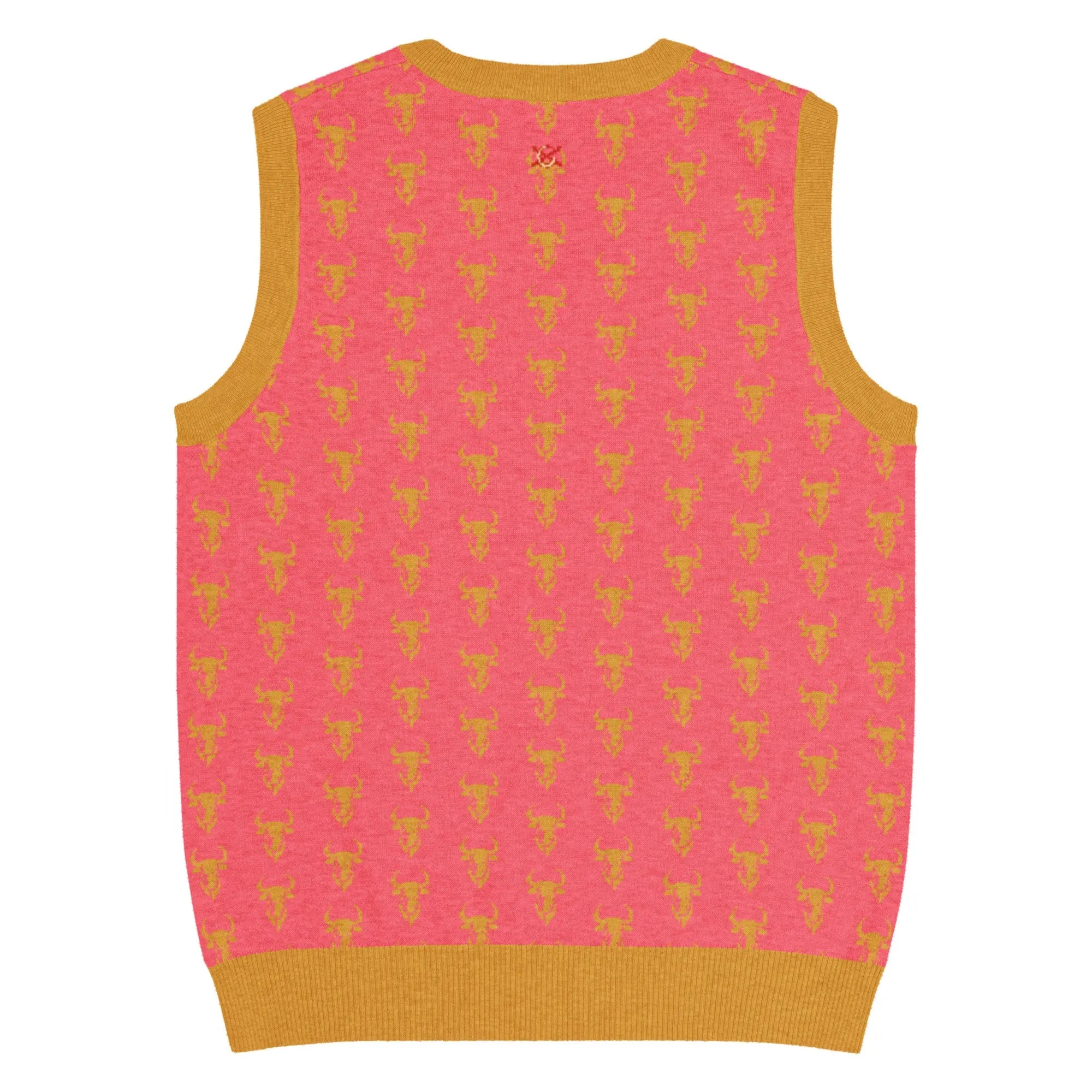 Comprar Chaleco Taurino rosa de punto con cuello pico Bandera España La Flamenca de Borgoña Patricia Muñoz VOX