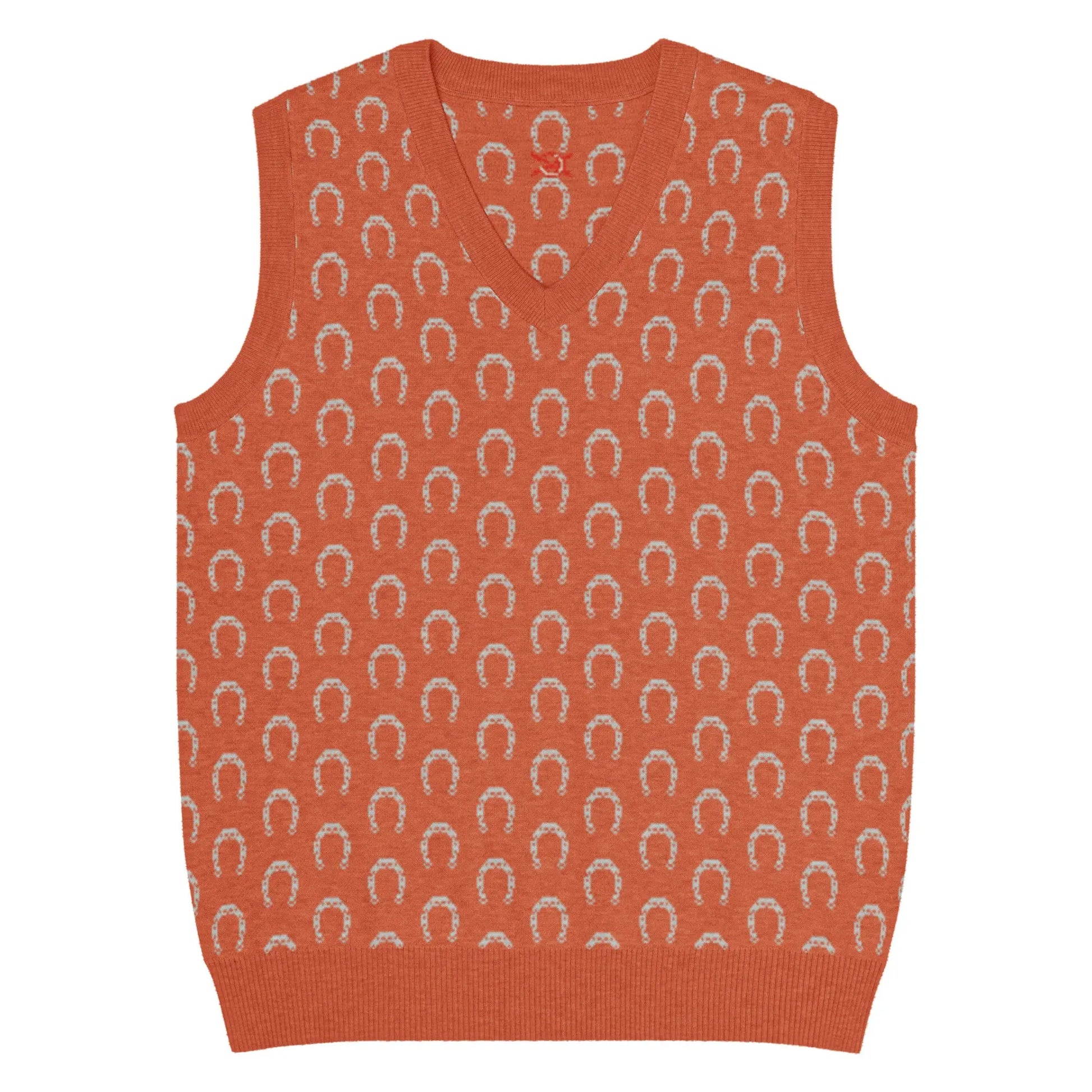 Comprar Chaleco de punto con cuello pico Naranja Bandera España La Flamenca de Borgoña Patricia Muñoz VOX