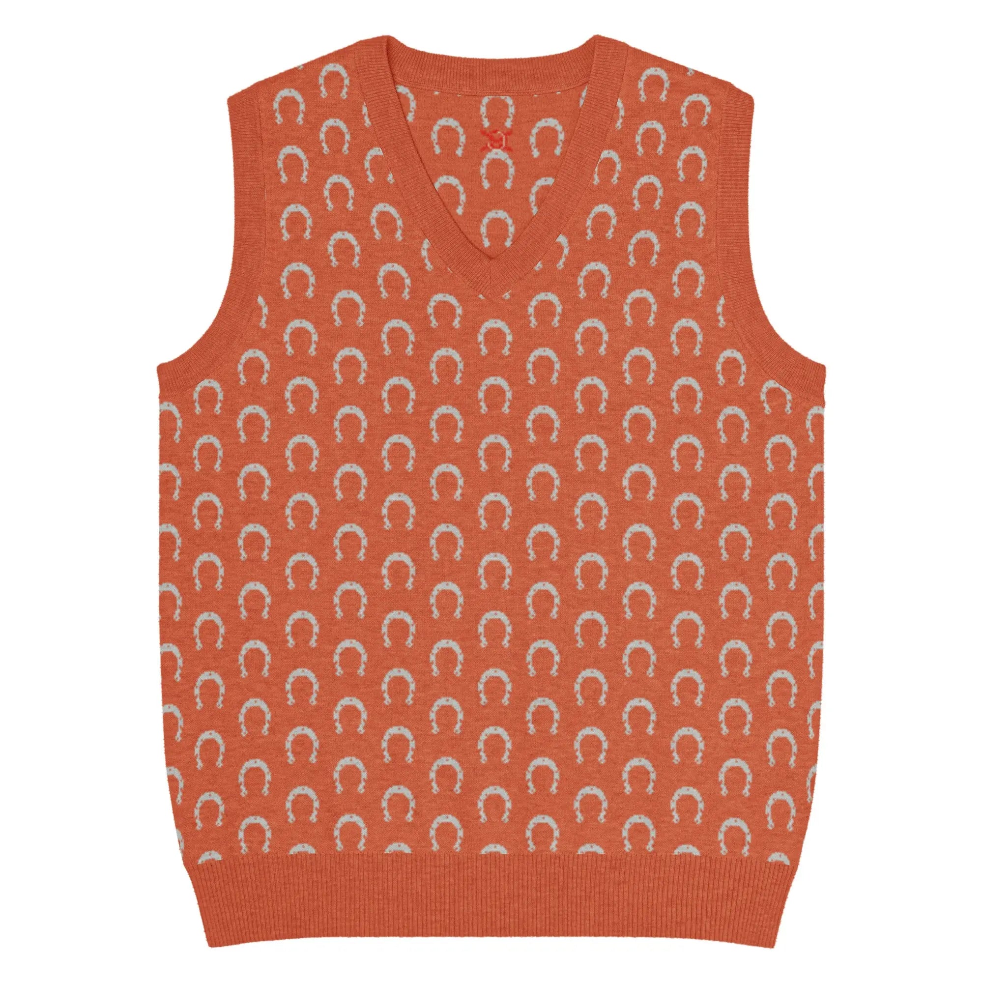 Comprar Chaleco de punto con cuello pico Naranja Bandera España La Flamenca de Borgoña Patricia Muñoz VOX