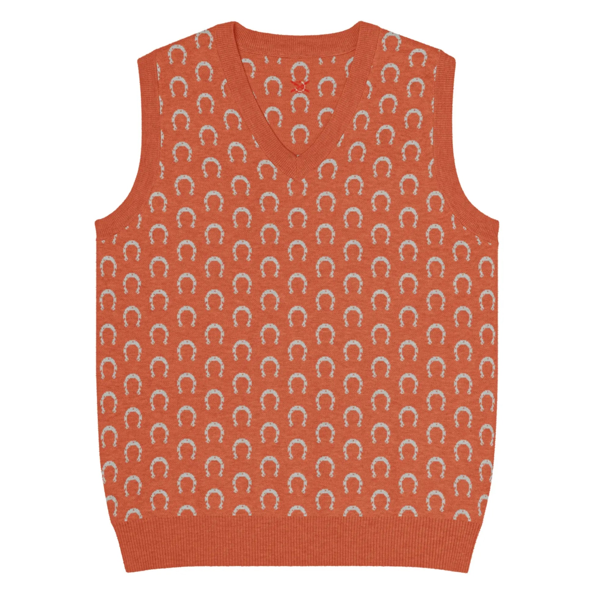 Comprar Chaleco de punto con cuello pico Naranja Bandera España La Flamenca de Borgoña Patricia Muñoz VOX