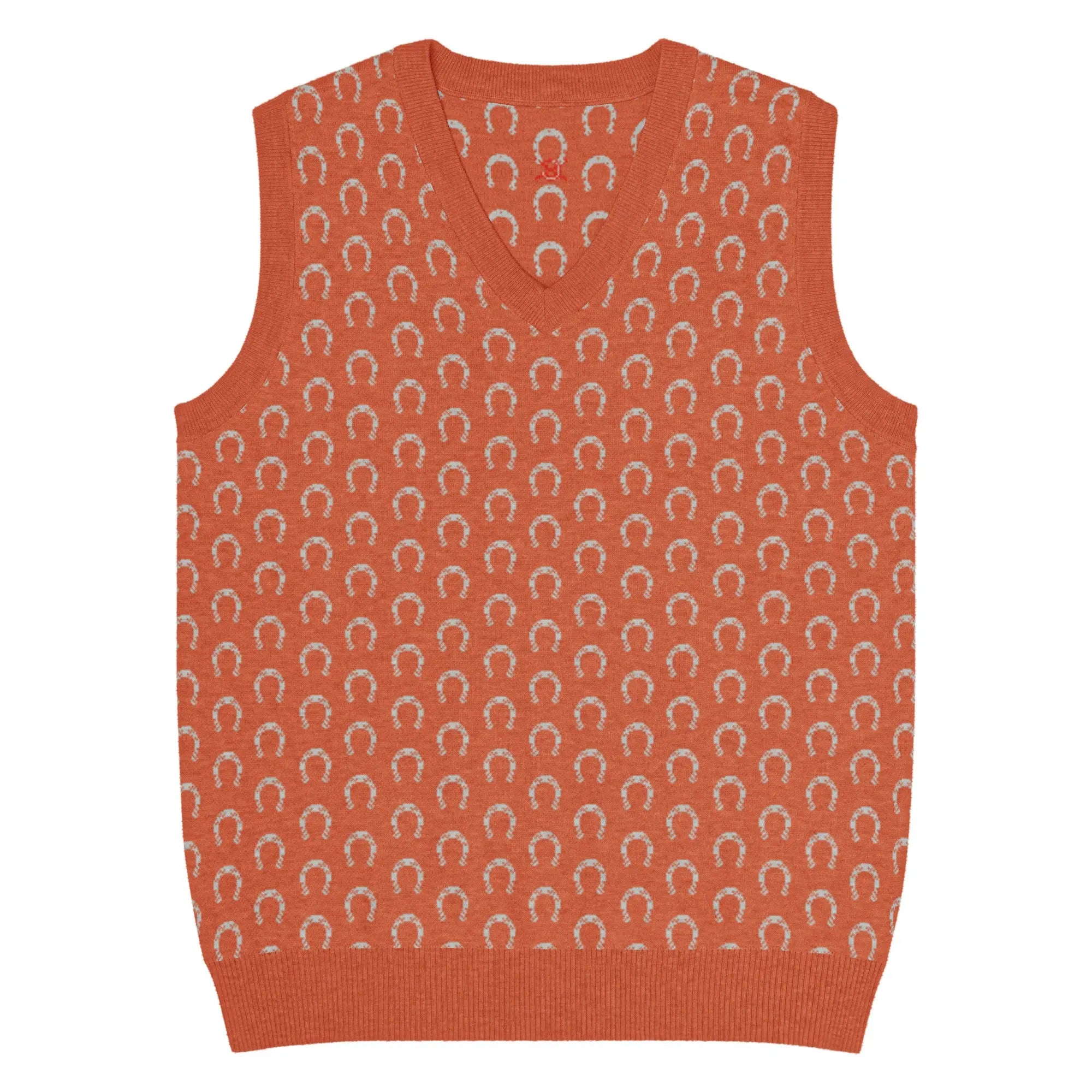 Comprar Chaleco de punto con cuello pico Naranja Bandera España La Flamenca de Borgoña Patricia Muñoz VOX