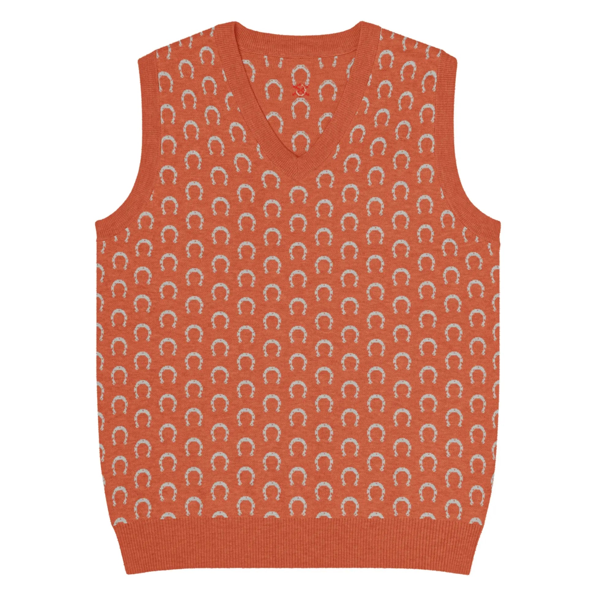 Comprar Chaleco de punto con cuello pico Naranja Bandera España La Flamenca de Borgoña Patricia Muñoz VOX