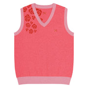 Comprar Chaleco rosa Flores de punto con cuello pico Bandera España La Flamenca de Borgoña Patricia Muñoz VOX