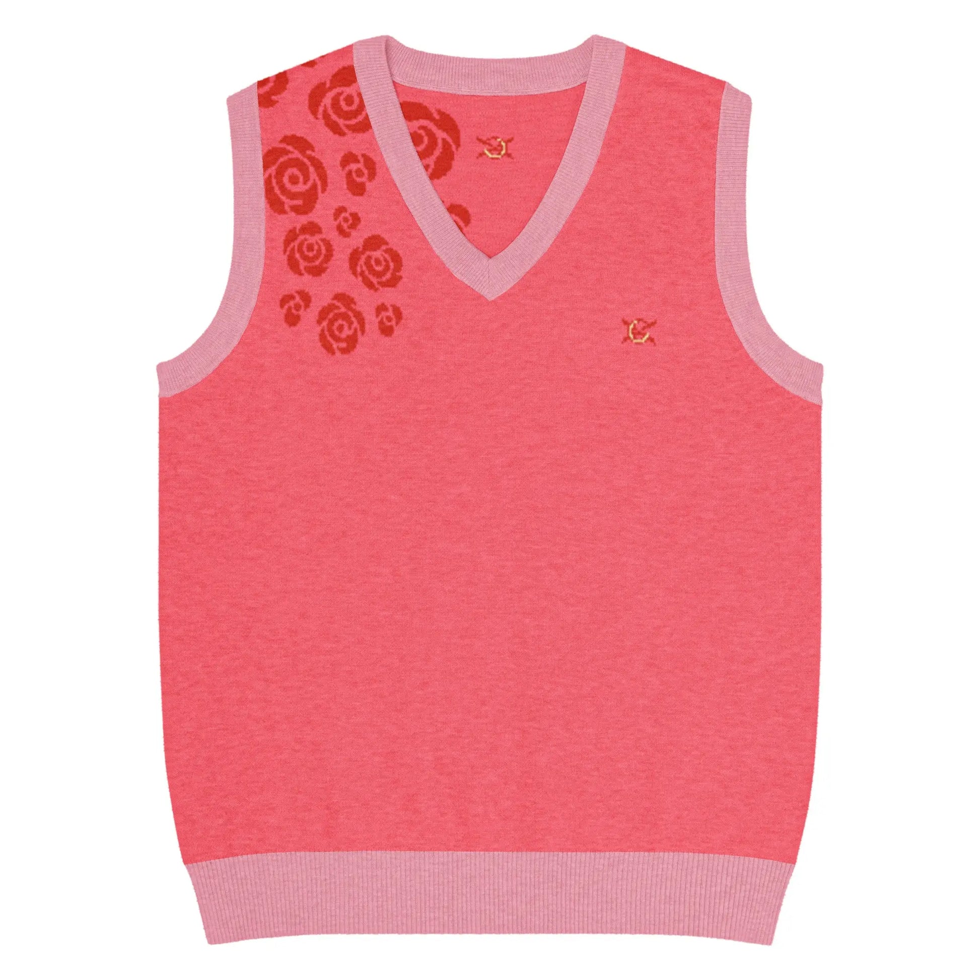 Comprar Chaleco rosa Flores de punto con cuello pico Bandera España La Flamenca de Borgoña Patricia Muñoz VOX