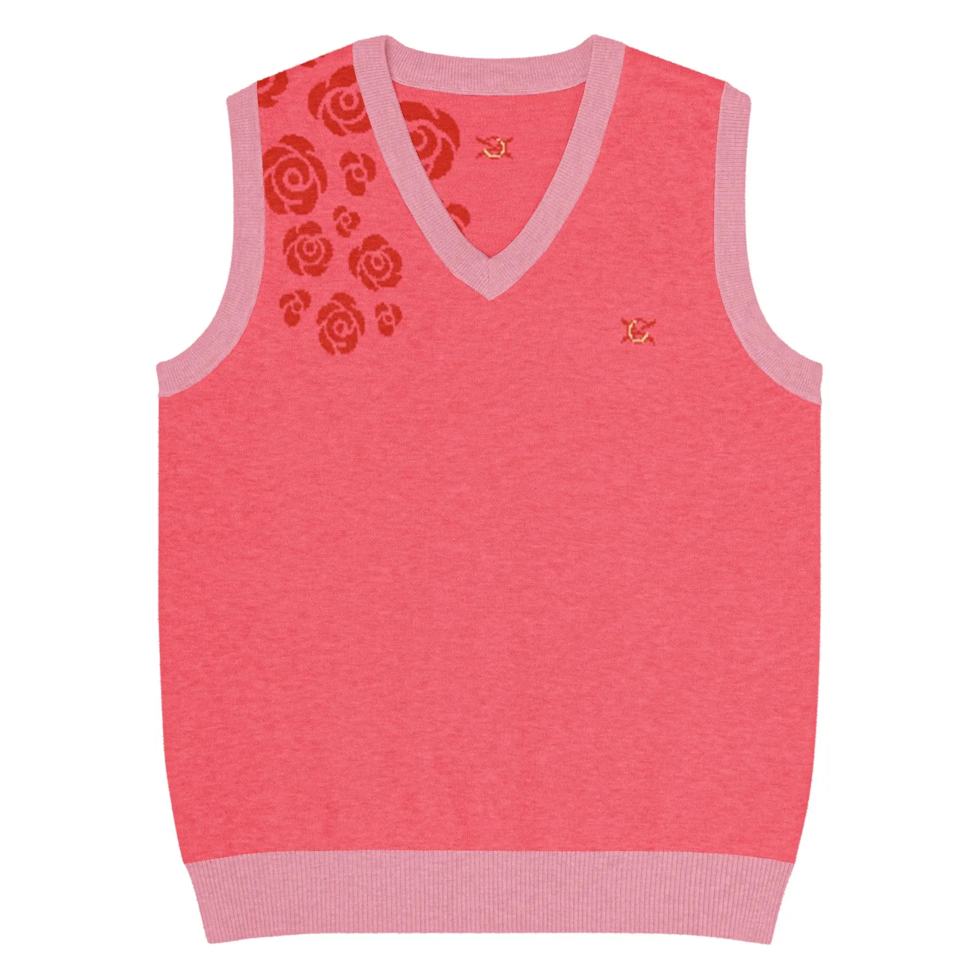 Comprar Chaleco rosa Flores de punto con cuello pico Bandera España La Flamenca de Borgoña Patricia Muñoz VOX