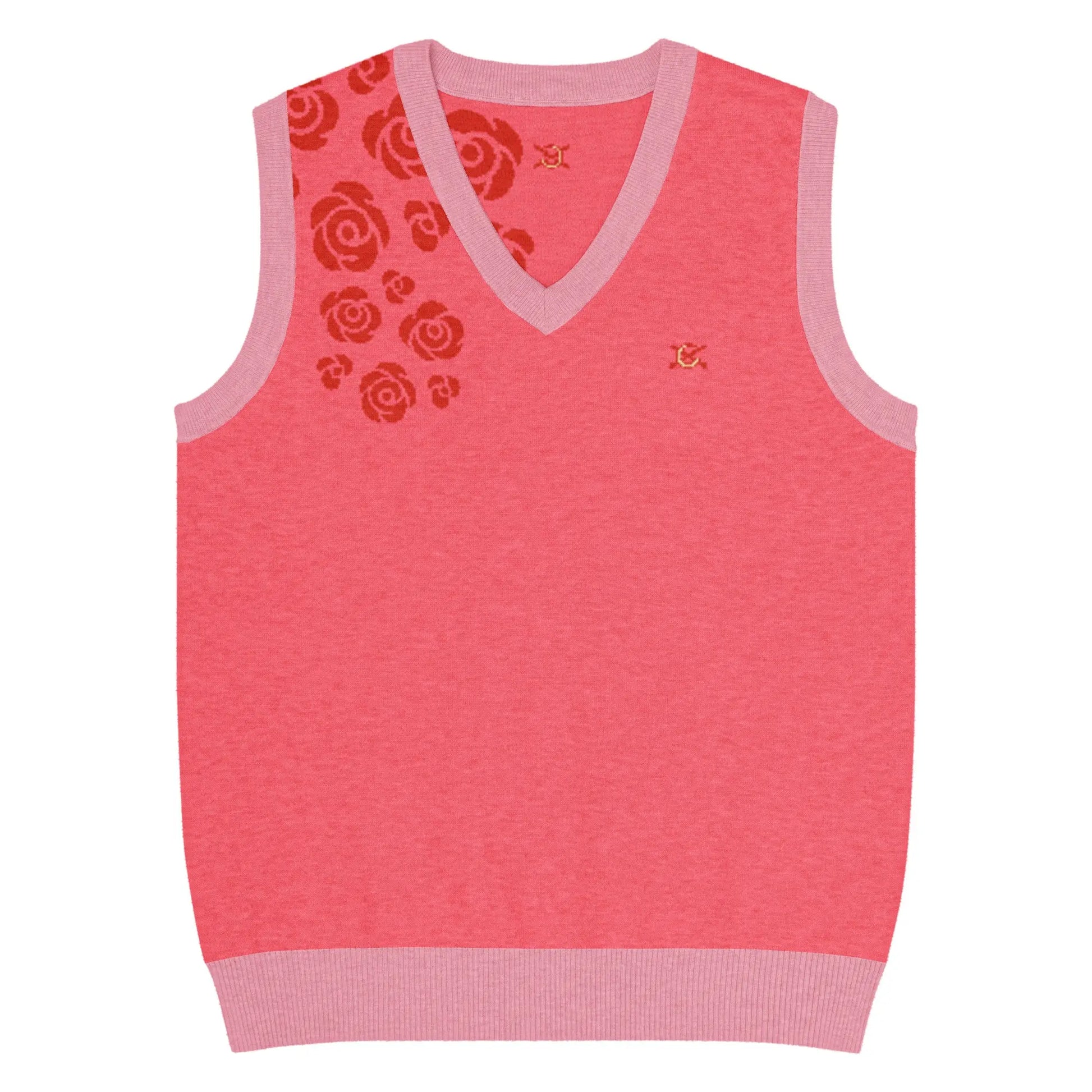 Comprar Chaleco rosa Flores de punto con cuello pico Bandera España La Flamenca de Borgoña Patricia Muñoz VOX