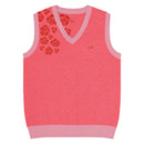 Comprar Chaleco rosa Flores de punto con cuello pico La Flamenca de Borgoña Bandera España