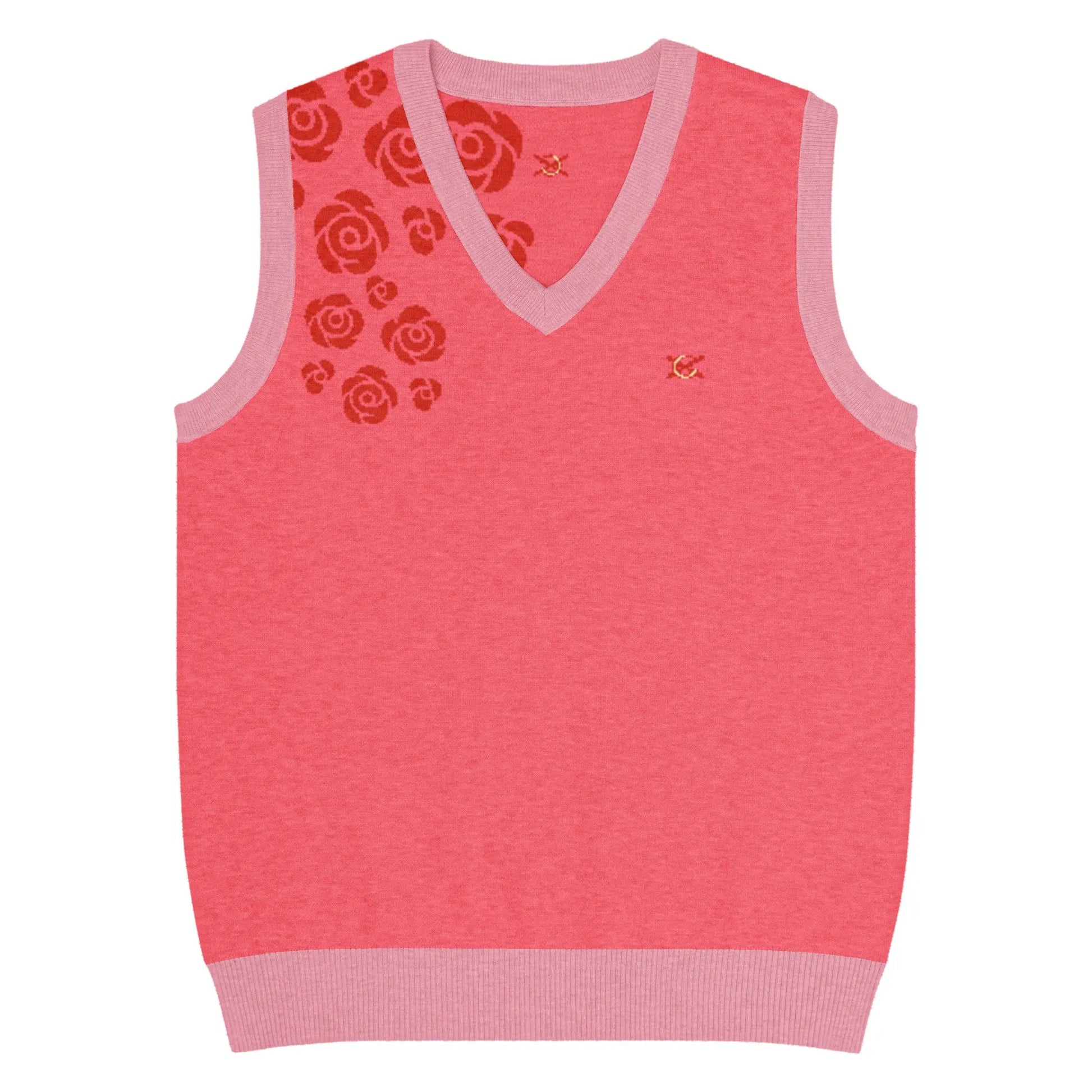 Comprar Chaleco rosa Flores de punto con cuello pico Bandera España La Flamenca de Borgoña Patricia Muñoz VOX