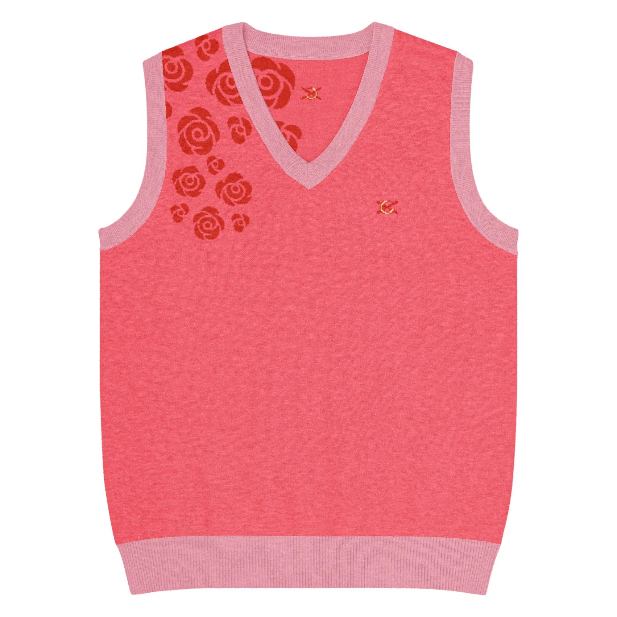 Comprar Chaleco rosa Flores de punto con cuello pico Bandera España La Flamenca de Borgoña Patricia Muñoz VOX