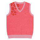 Comprar Chaleco rosa Flores de punto con cuello pico La Flamenca de Borgoña Bandera España