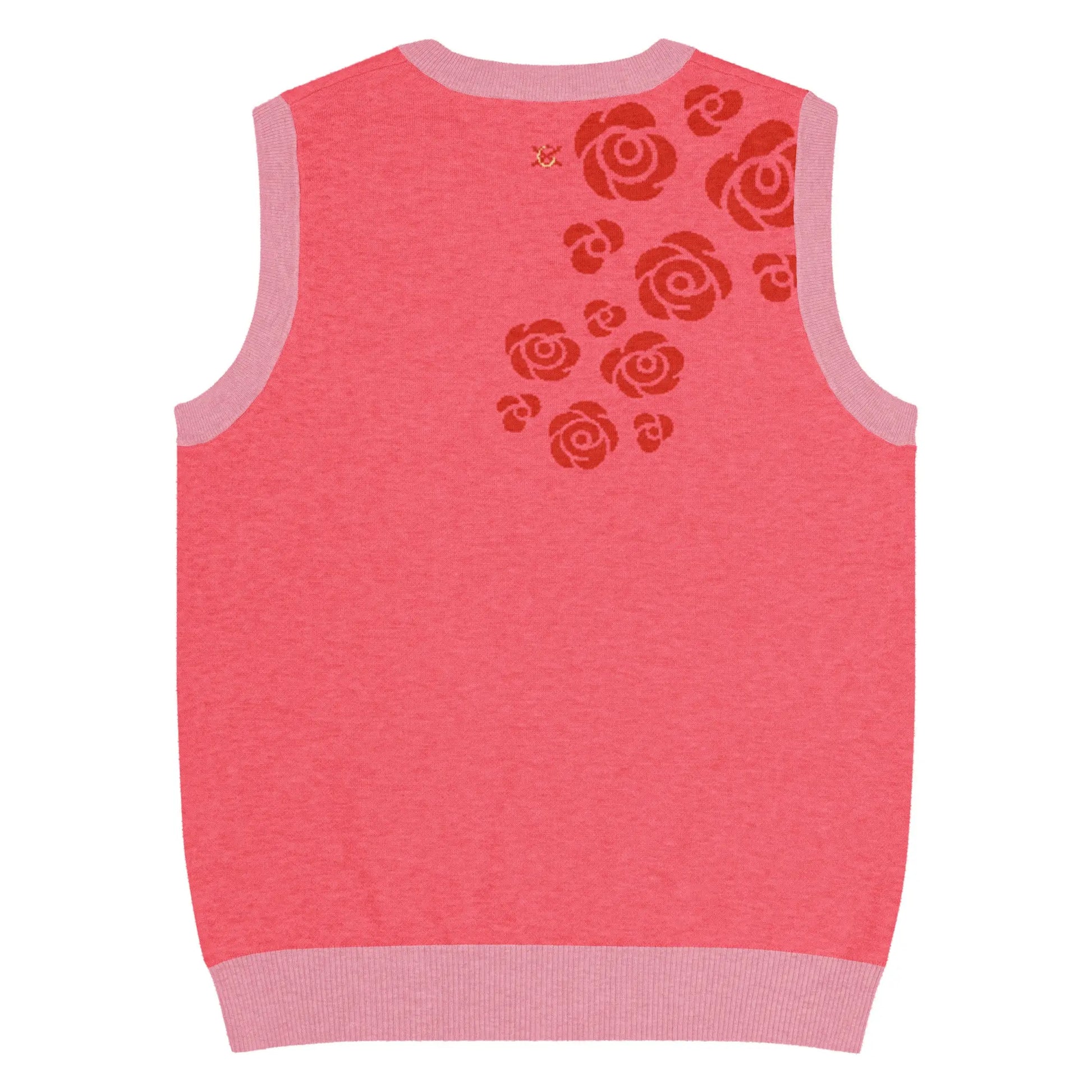 Comprar Chaleco rosa Flores de punto con cuello pico Bandera España La Flamenca de Borgoña Patricia Muñoz VOX