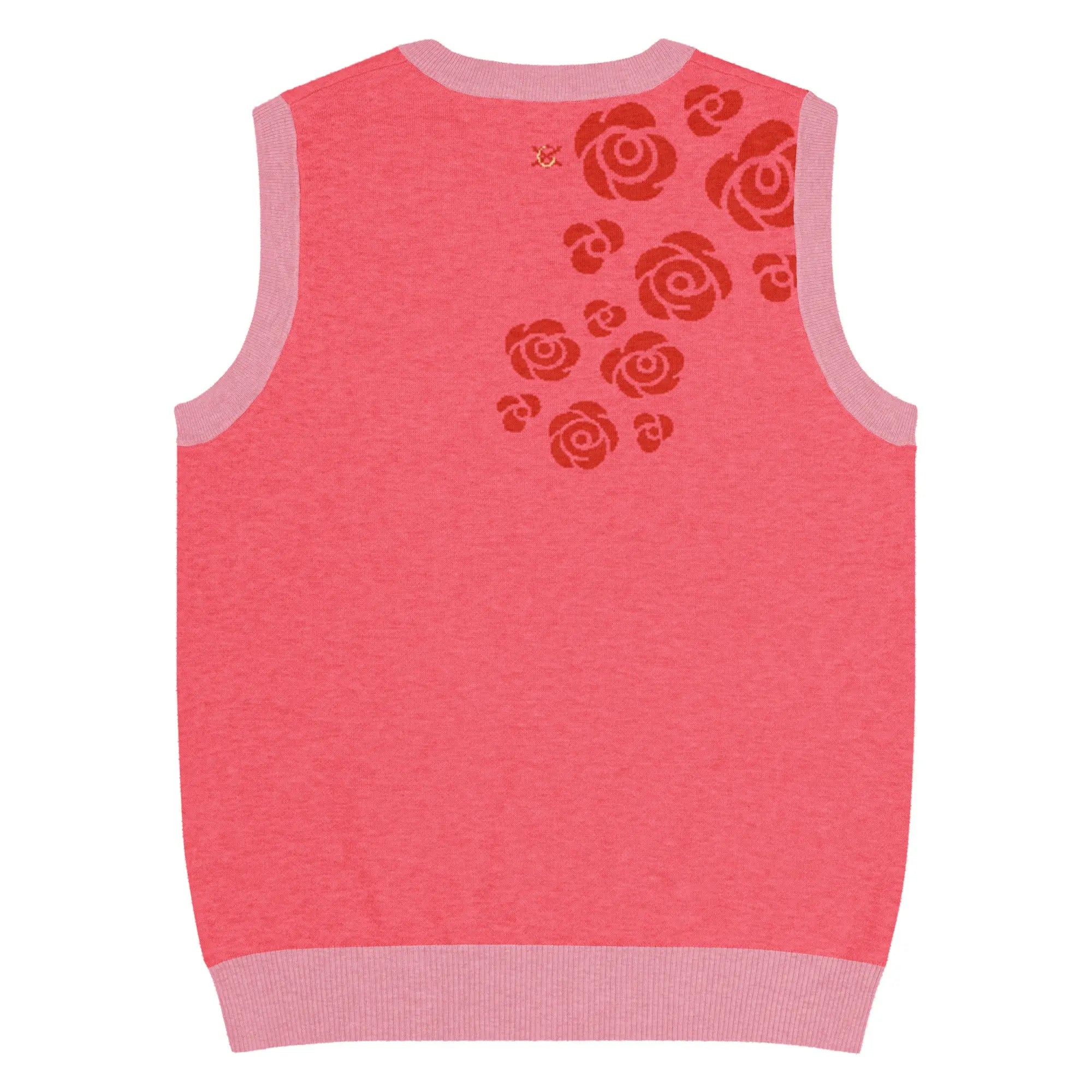 Comprar Chaleco rosa Flores de punto con cuello pico Bandera España La Flamenca de Borgoña Patricia Muñoz VOX